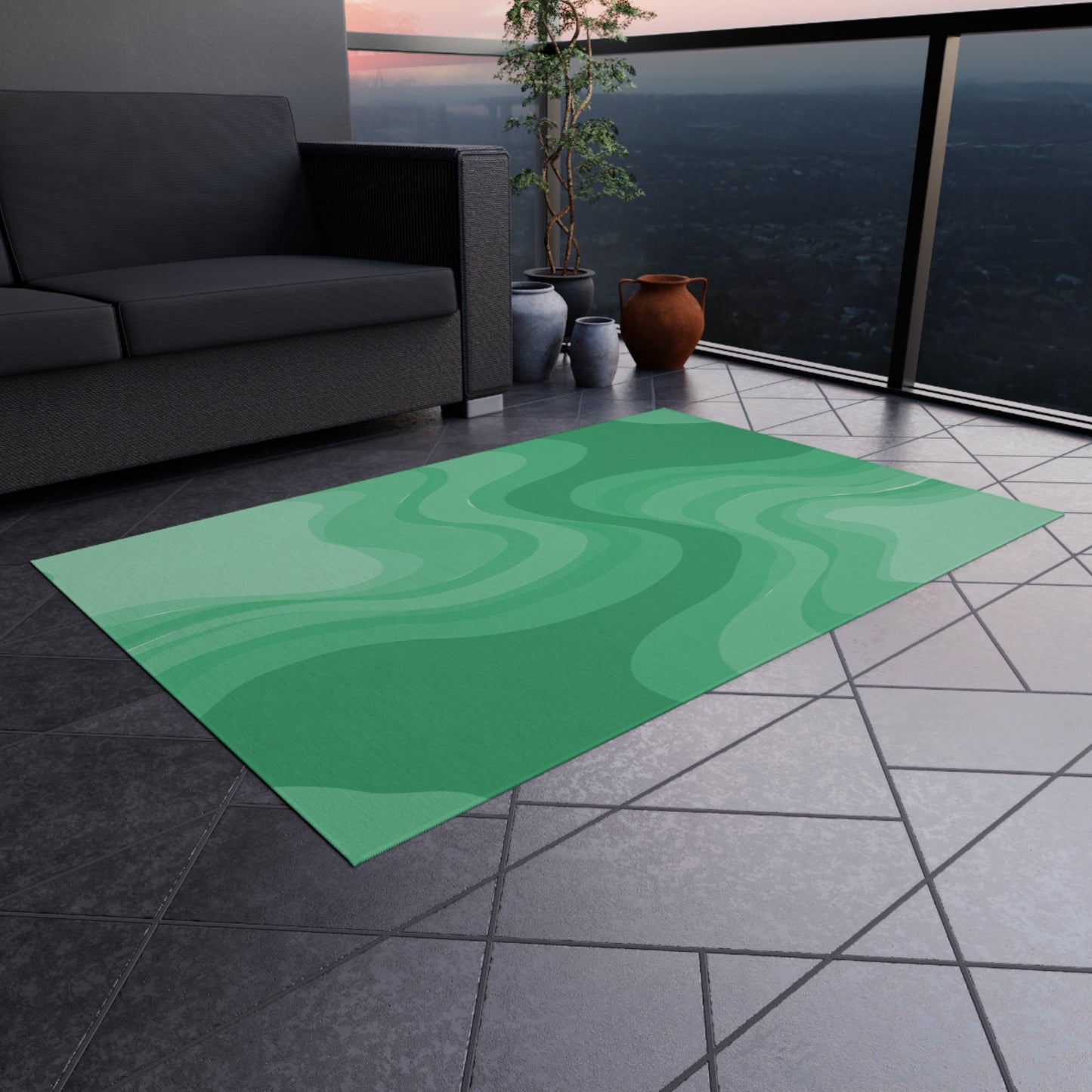 Mint Green Wavey 48" x 72" Outdoor Rug