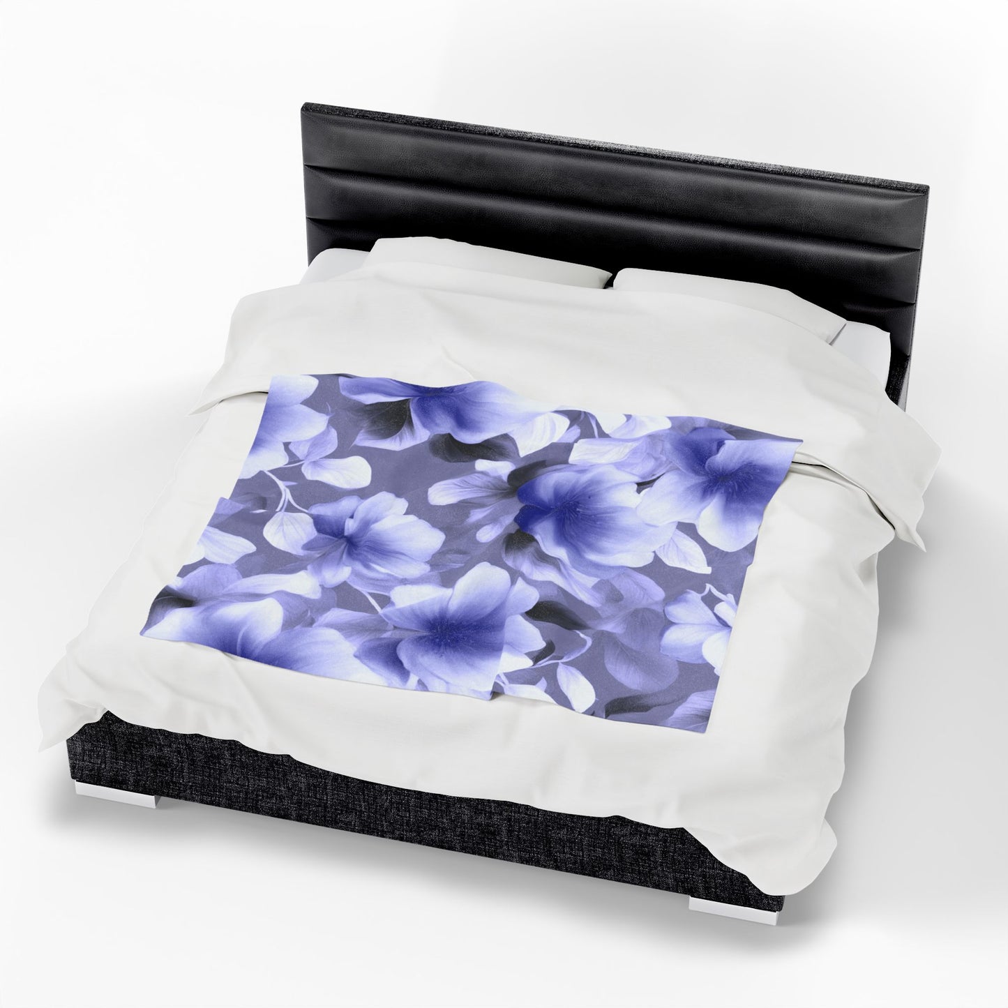 Indigo Blossom Floral Bunch Velveteen Plush Blanket, 50" x 60"