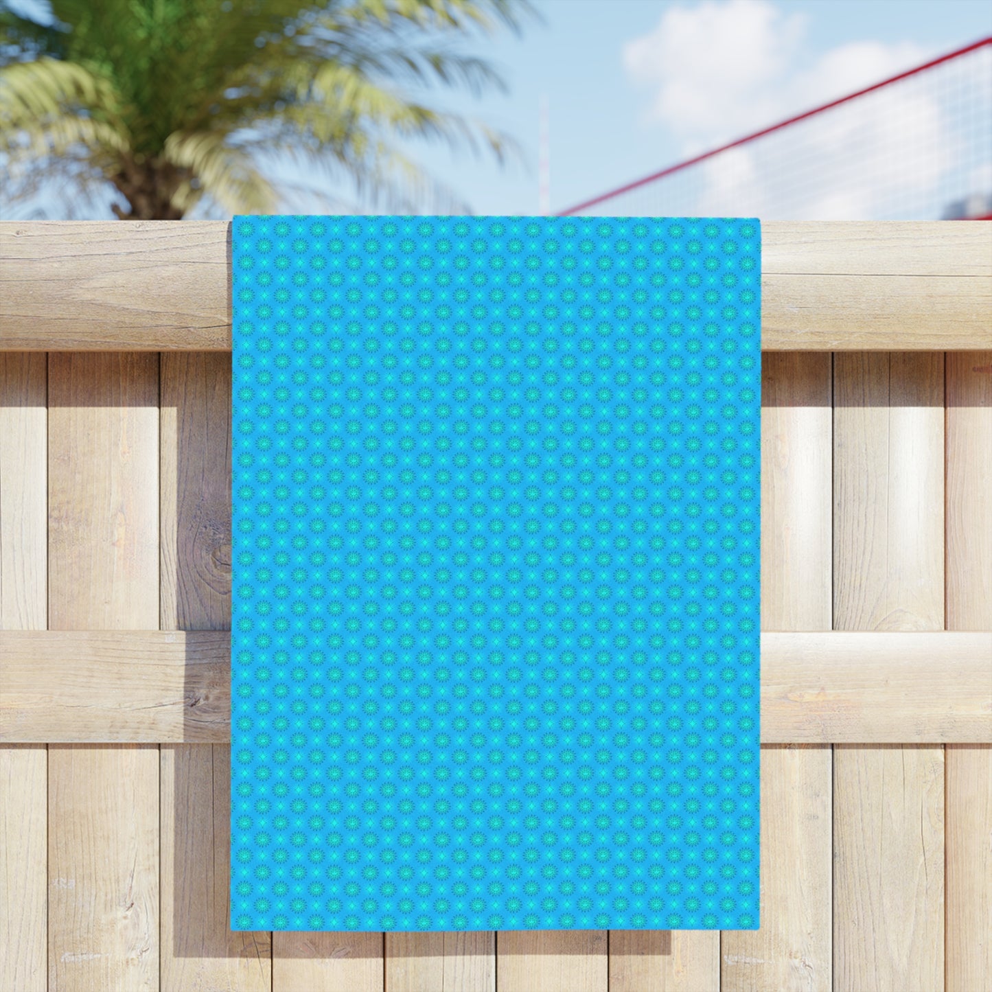 Blue Green Star-crossed Bodies Beach Towel, 24" x 44"