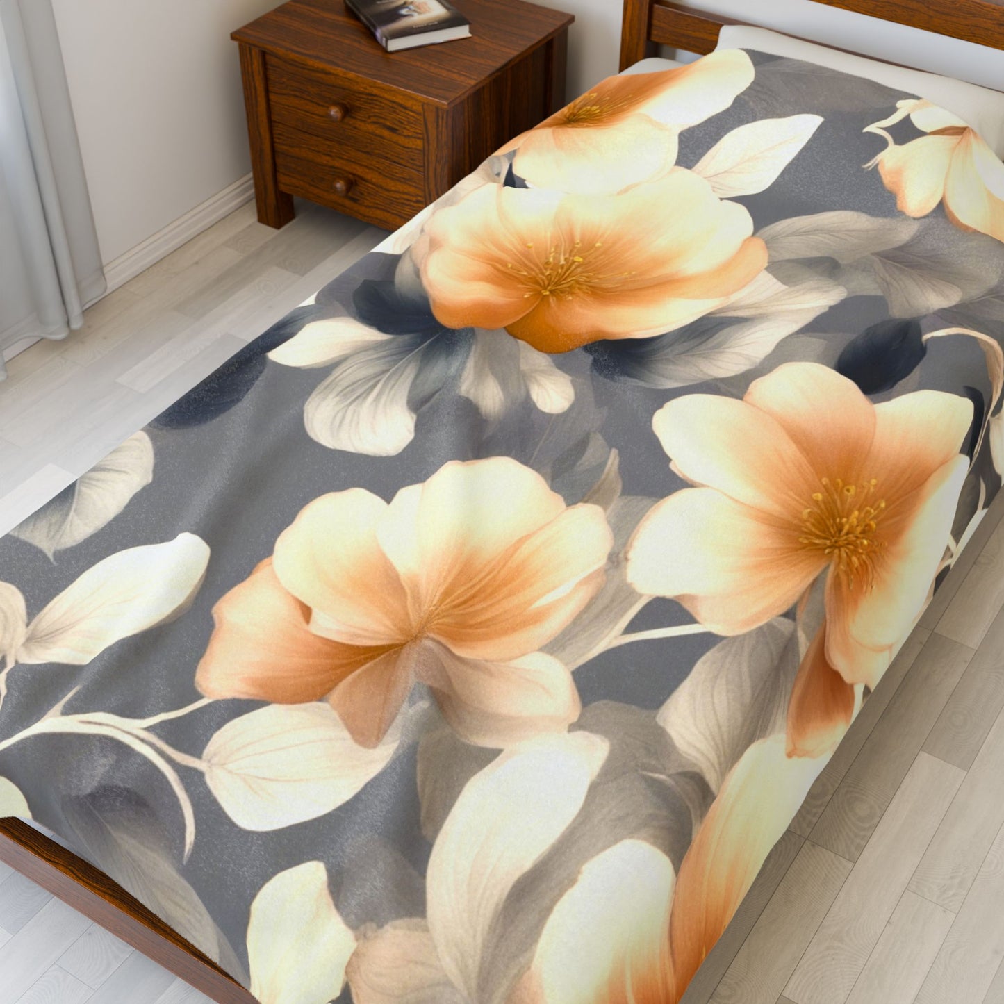 Soft Blossom Floral Bunch Velveteen Plush Blanket, 60" x 80"