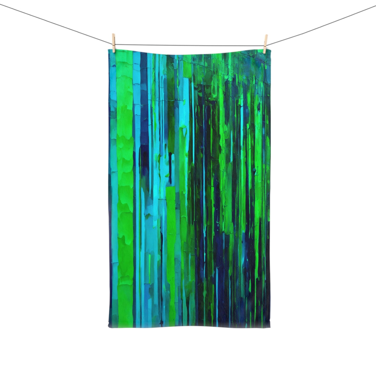 Striped Blue Green Hand Towel, 16" x 28"