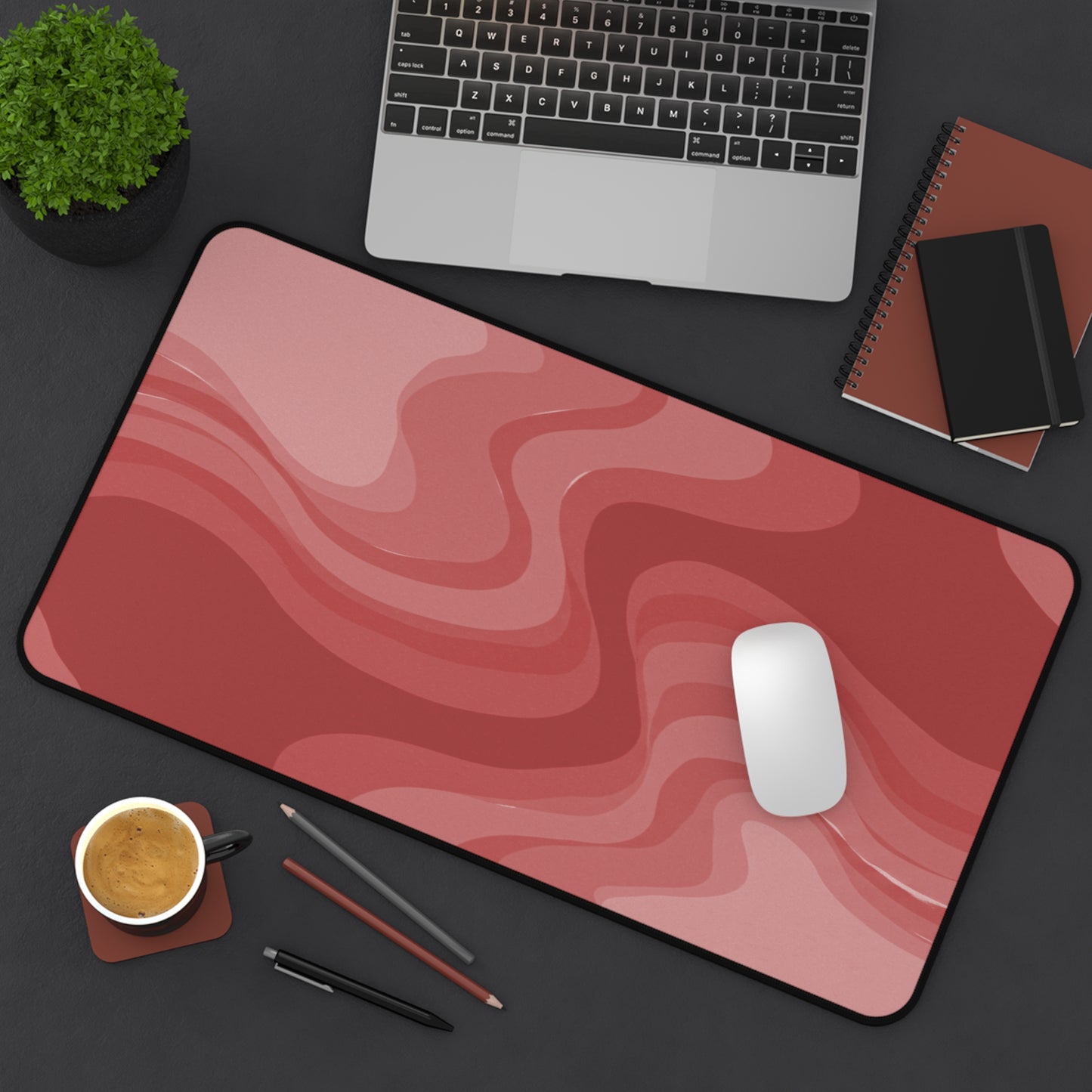Power Red Wavey 12" x 22" Desk Mat