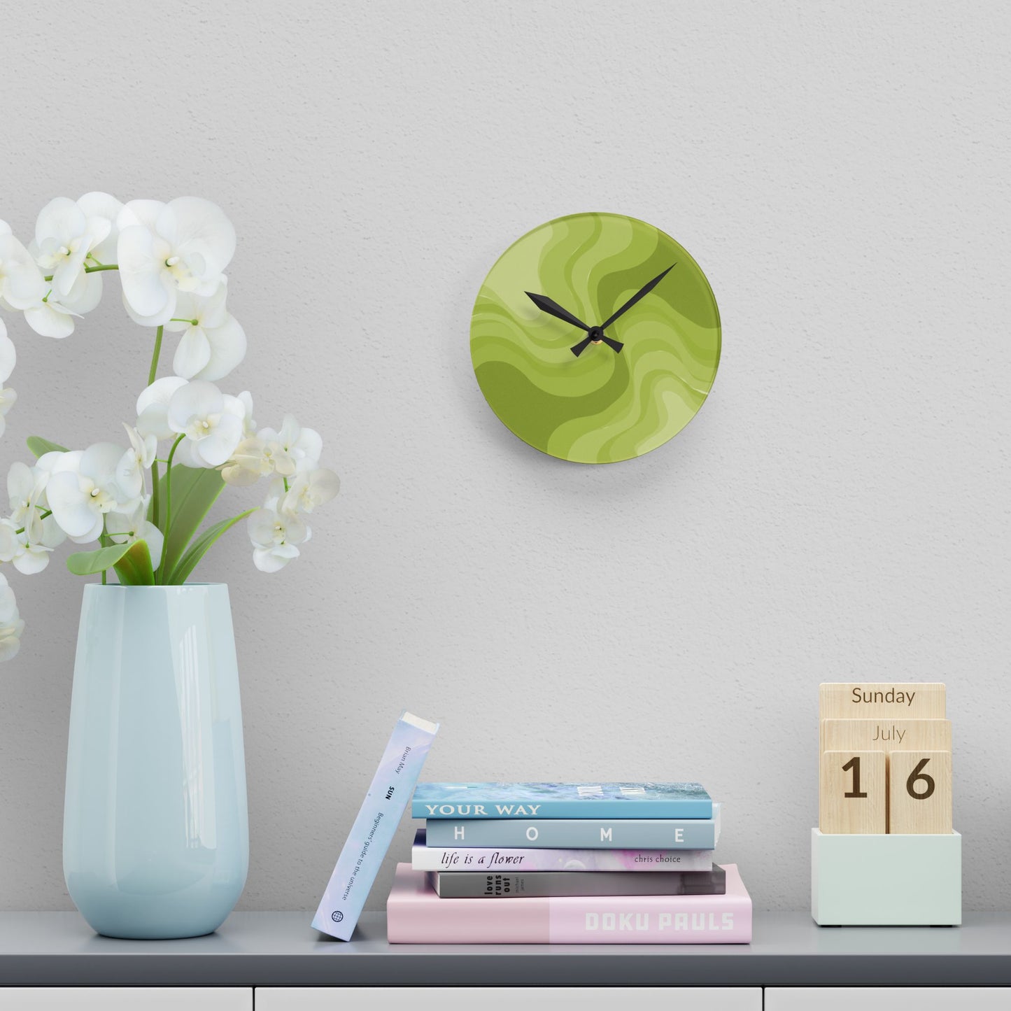Lemon Wavey 8" x 8" Round Acrylic Wall Clock