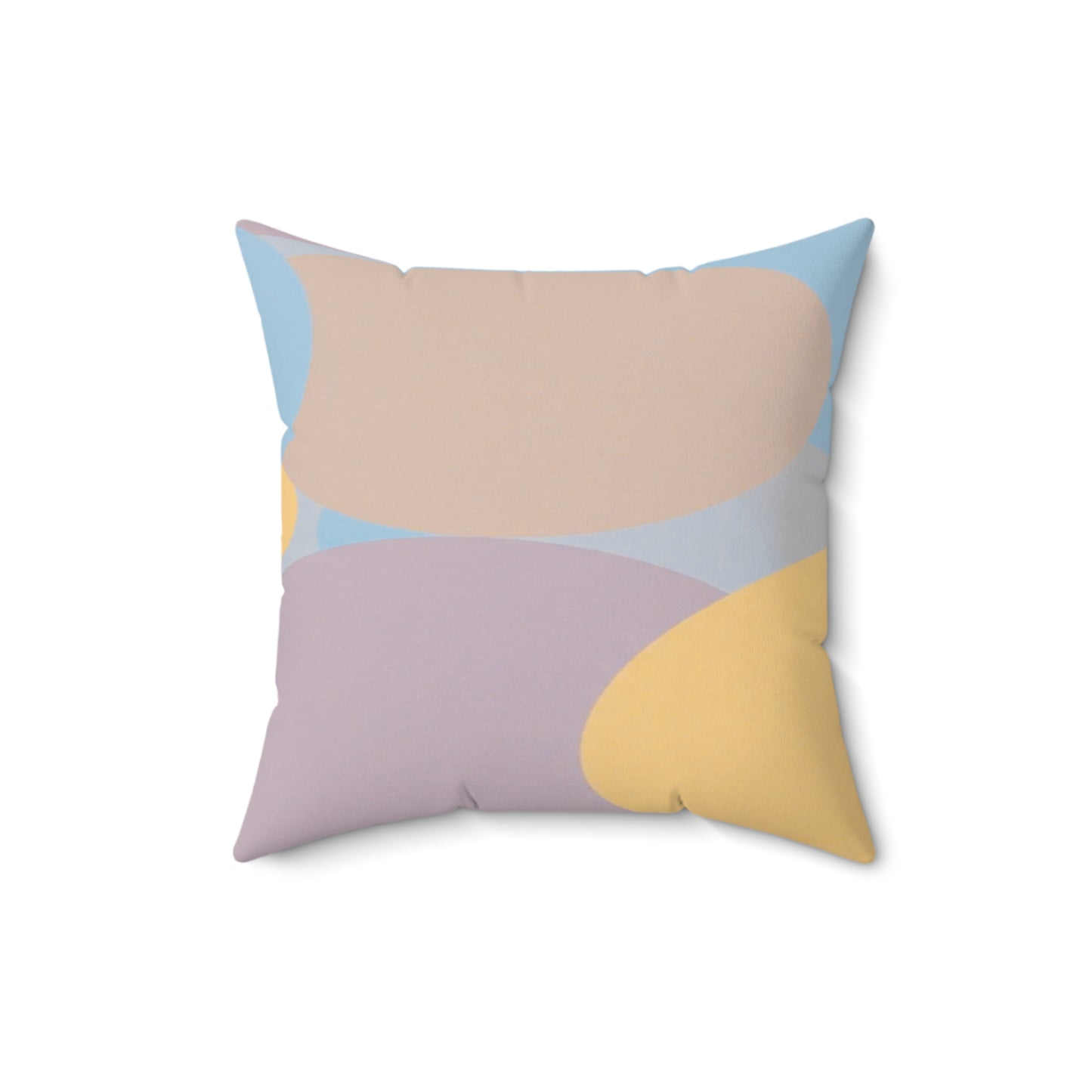 Pastel Baby Blue and Peach Patches 16" x 16" Faux Suede Square Pillow