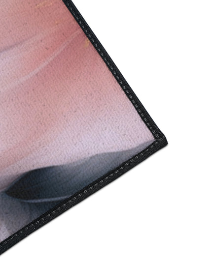 Peach and Blue Gray Floral Bunch Heavy Duty Floor Mat, 48" x 72"