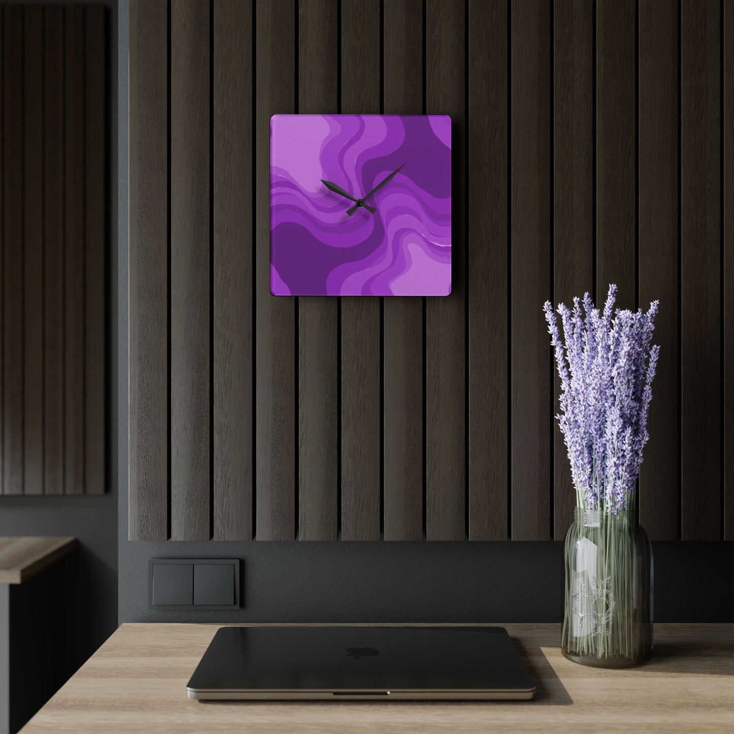 Wavey Purple Wavey 10.75" x 10.75" Round or Square Acrylic Wall Clock