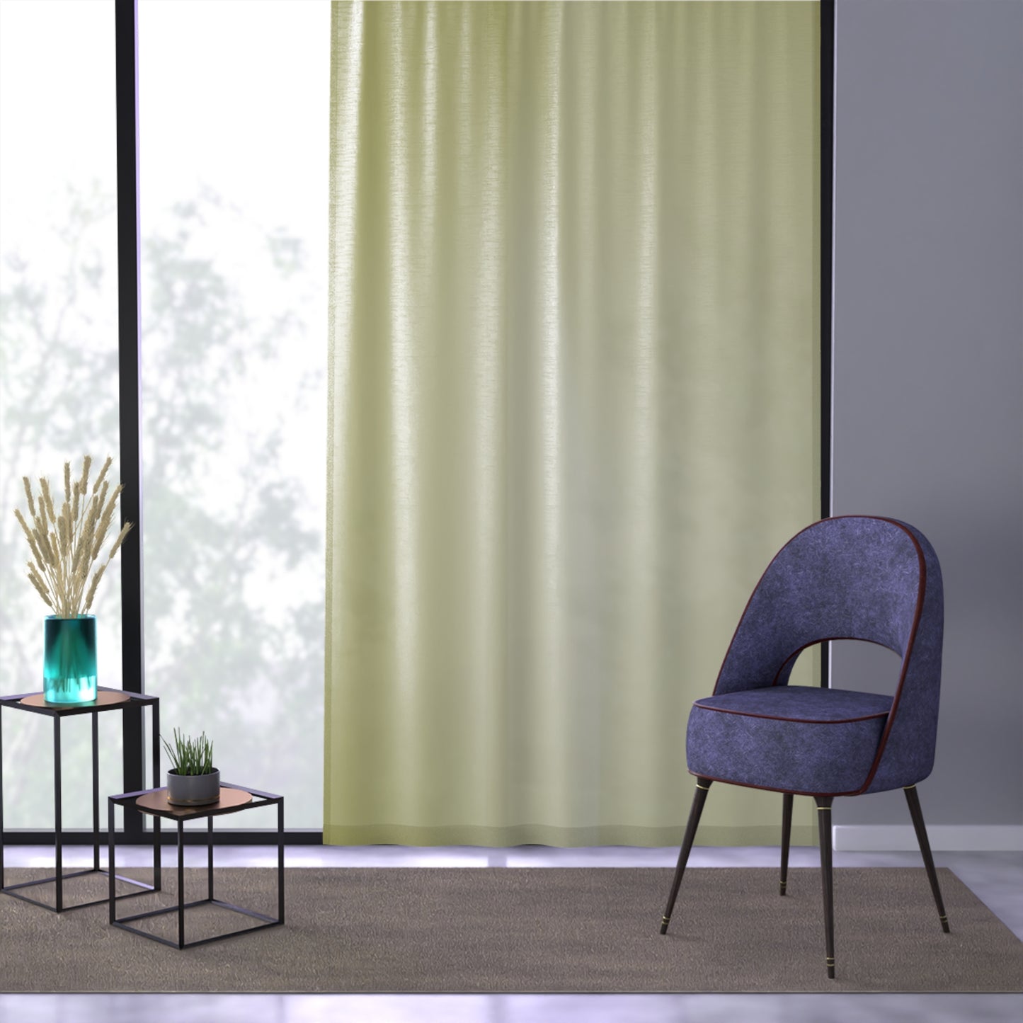 Lemon Fade Sheer Window Curtain, 50" x 84", partially transparent
