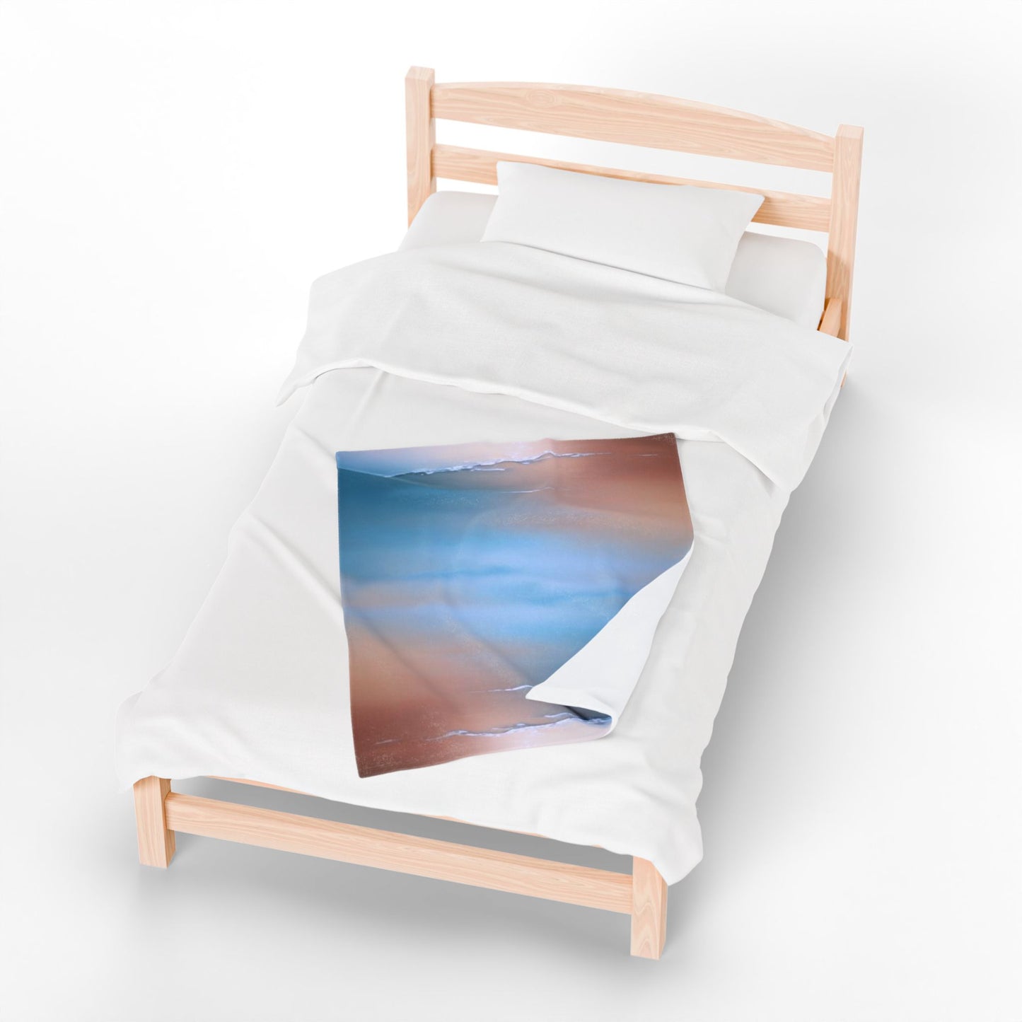 Blue Sea Peach Fog Velveteen Plush Blanket, 30" x 40"