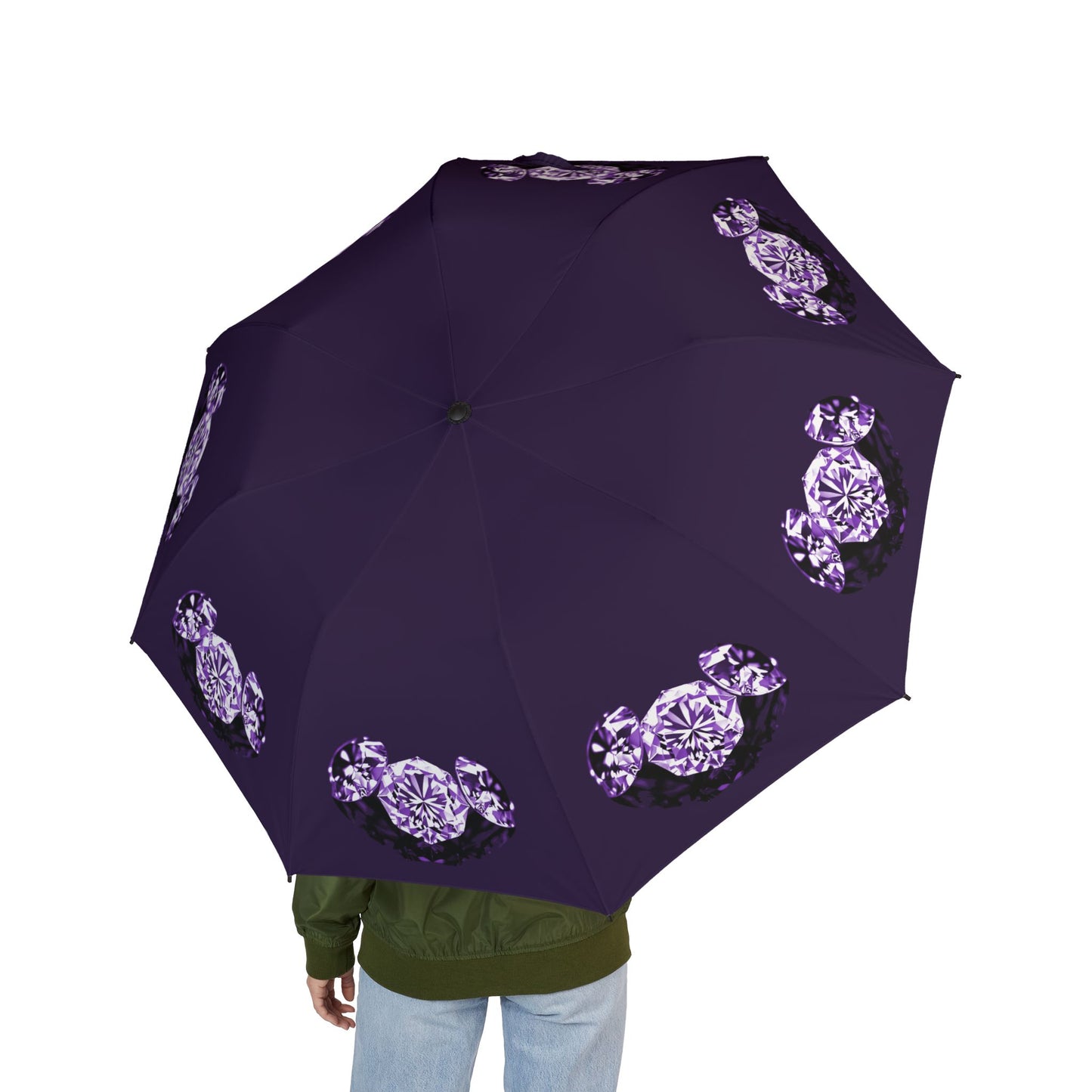 Stylish Deep Purple Tri-Diamonds Foldable Umbrella - Compact & Chic