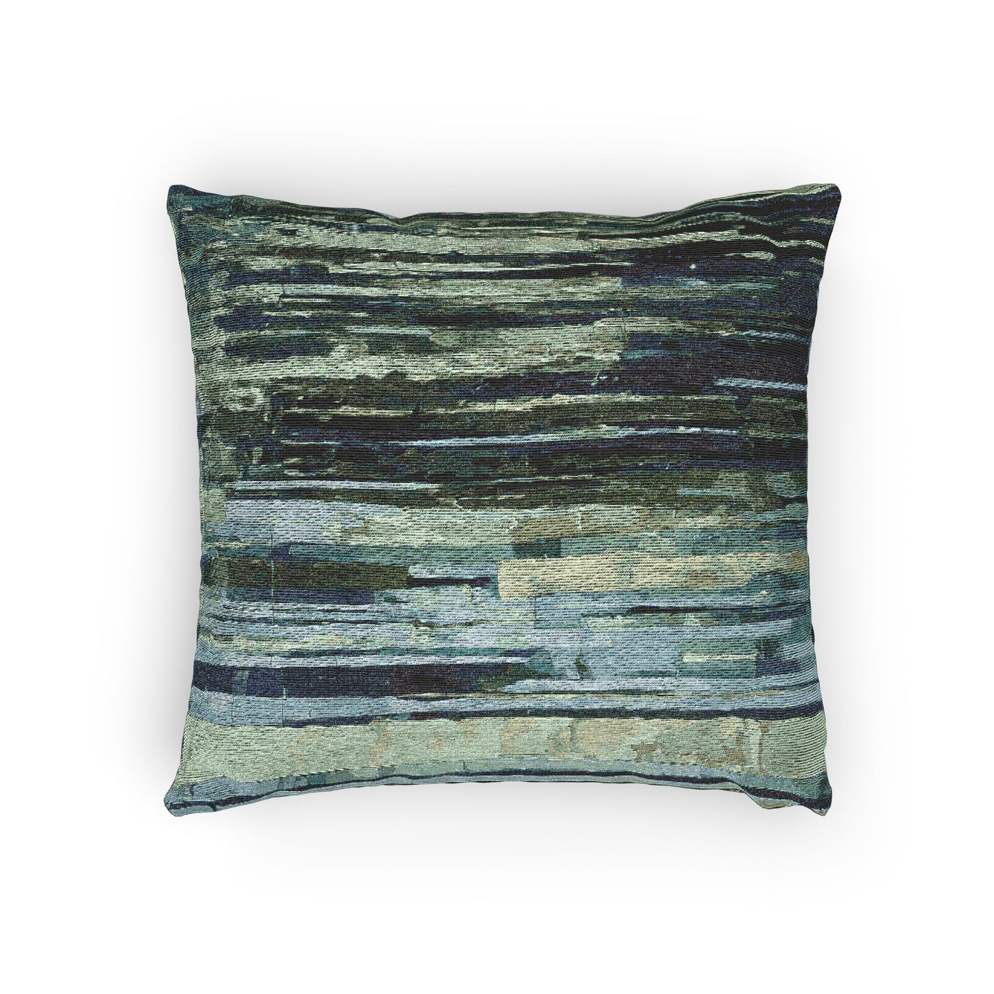 Striped Blue Green Woven Pillow, 17" x 18"