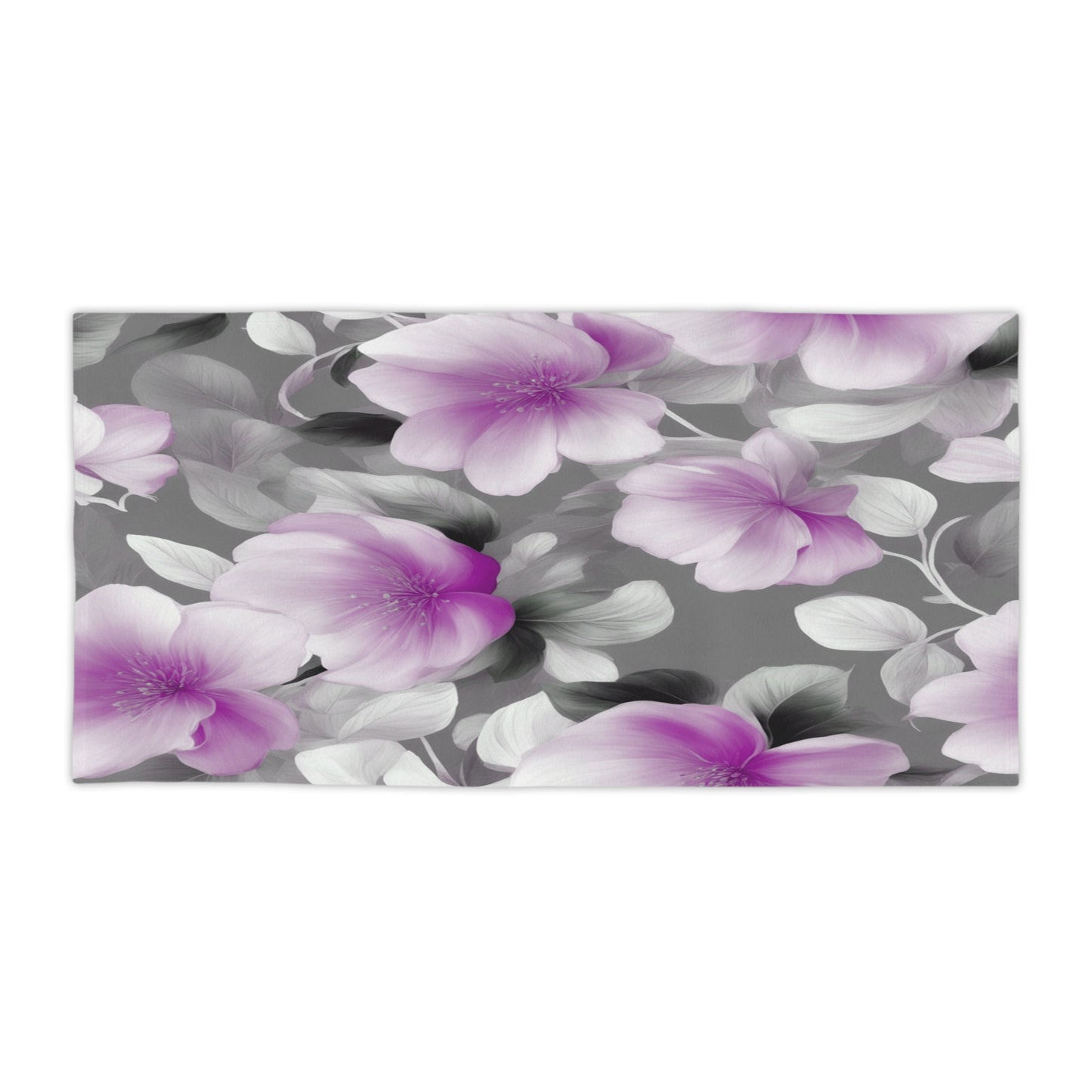 Purple Blossom Floral Bunch Beach Towel, 30" x 60"