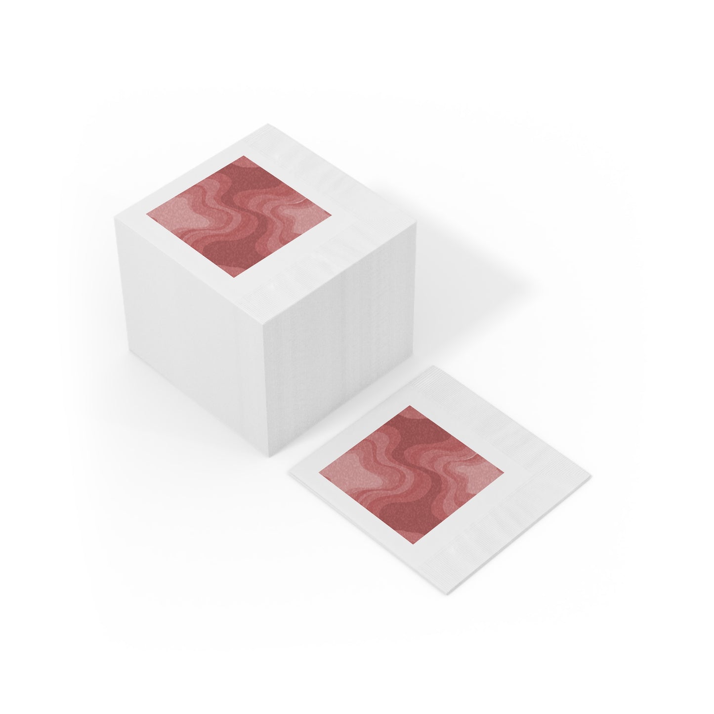 Power Red Wavey White Coined Napkins, 4.8" x 4.8"