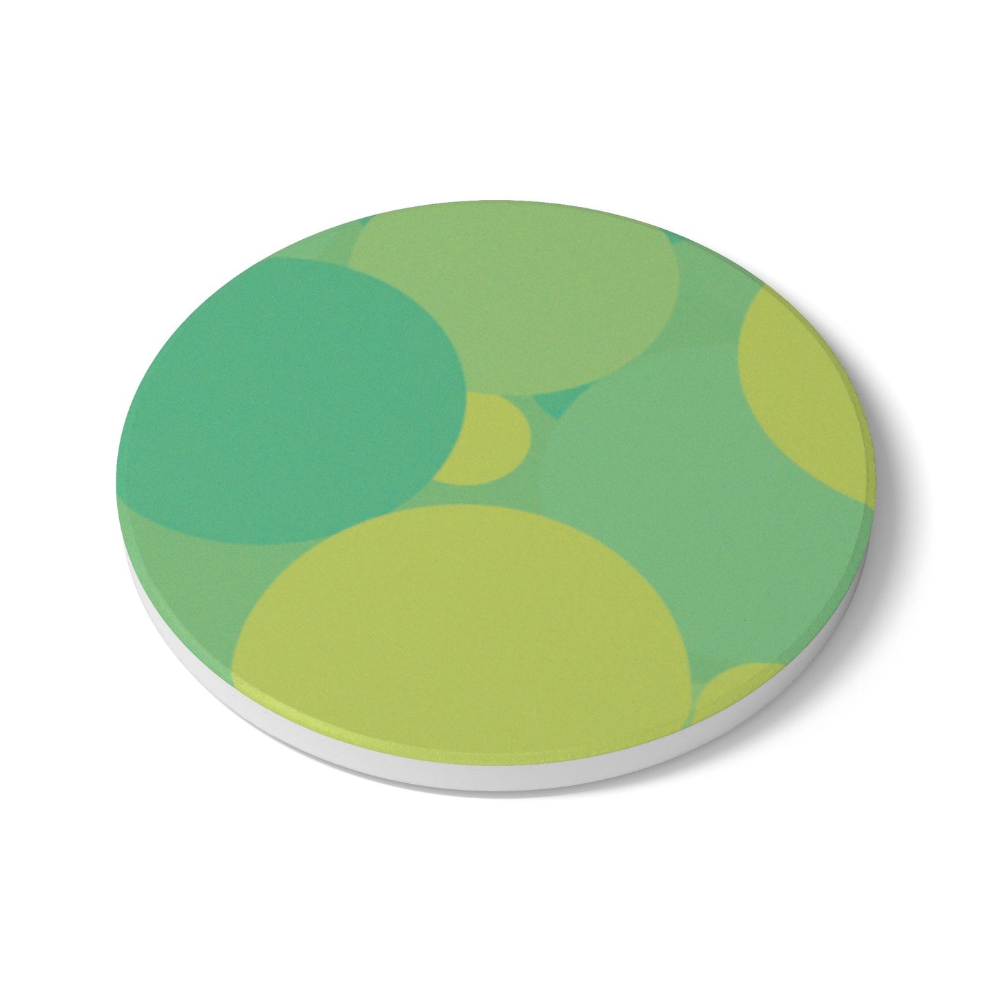 Pastel Green Patches 4" x 4" Round Ceramic Coaster