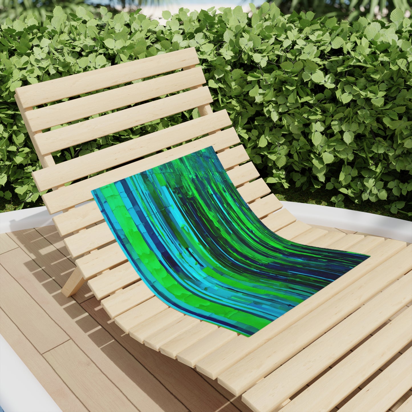 Striped Blue Green Beach Towel, 18" x 27"