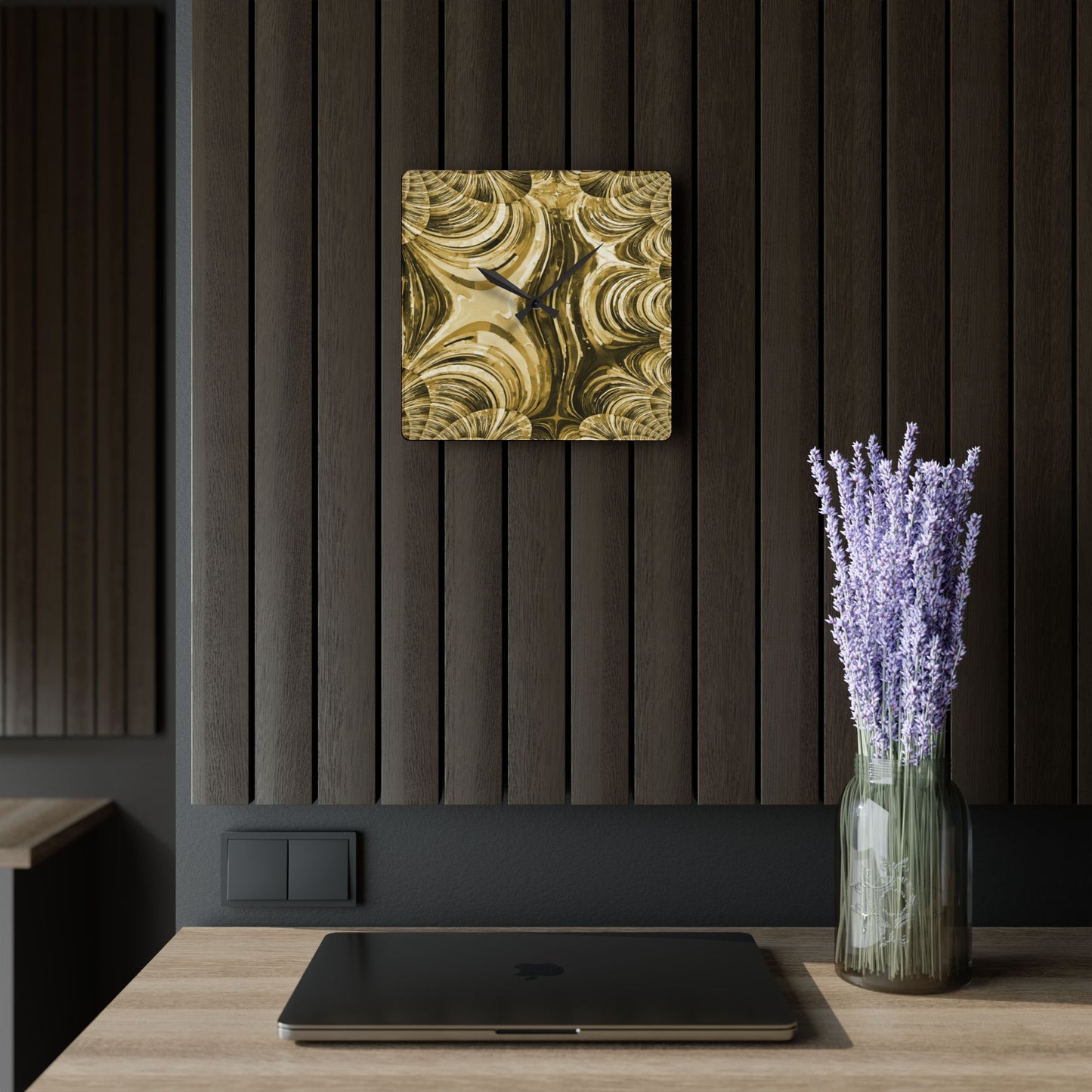 Uzi Spiral Light Brown Acrylic Wall Clock, Round or Square, 10.75" x 10.75"