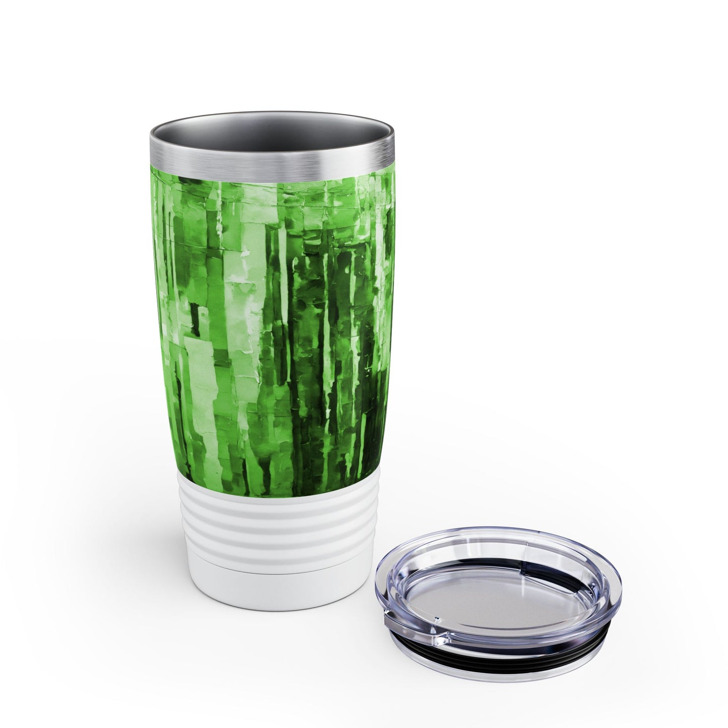Striped Mint Pastel Ringneck Tumbler, 20oz in white, steel and black