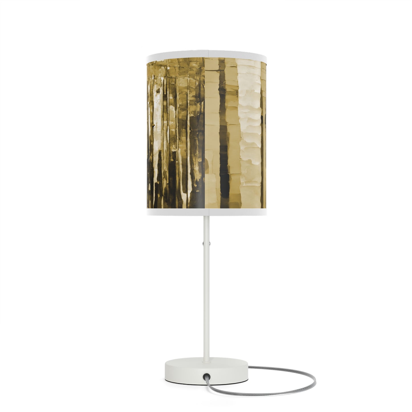 Striped Light Brown Table Lamp on a White or Silver Stand, US|CA plug