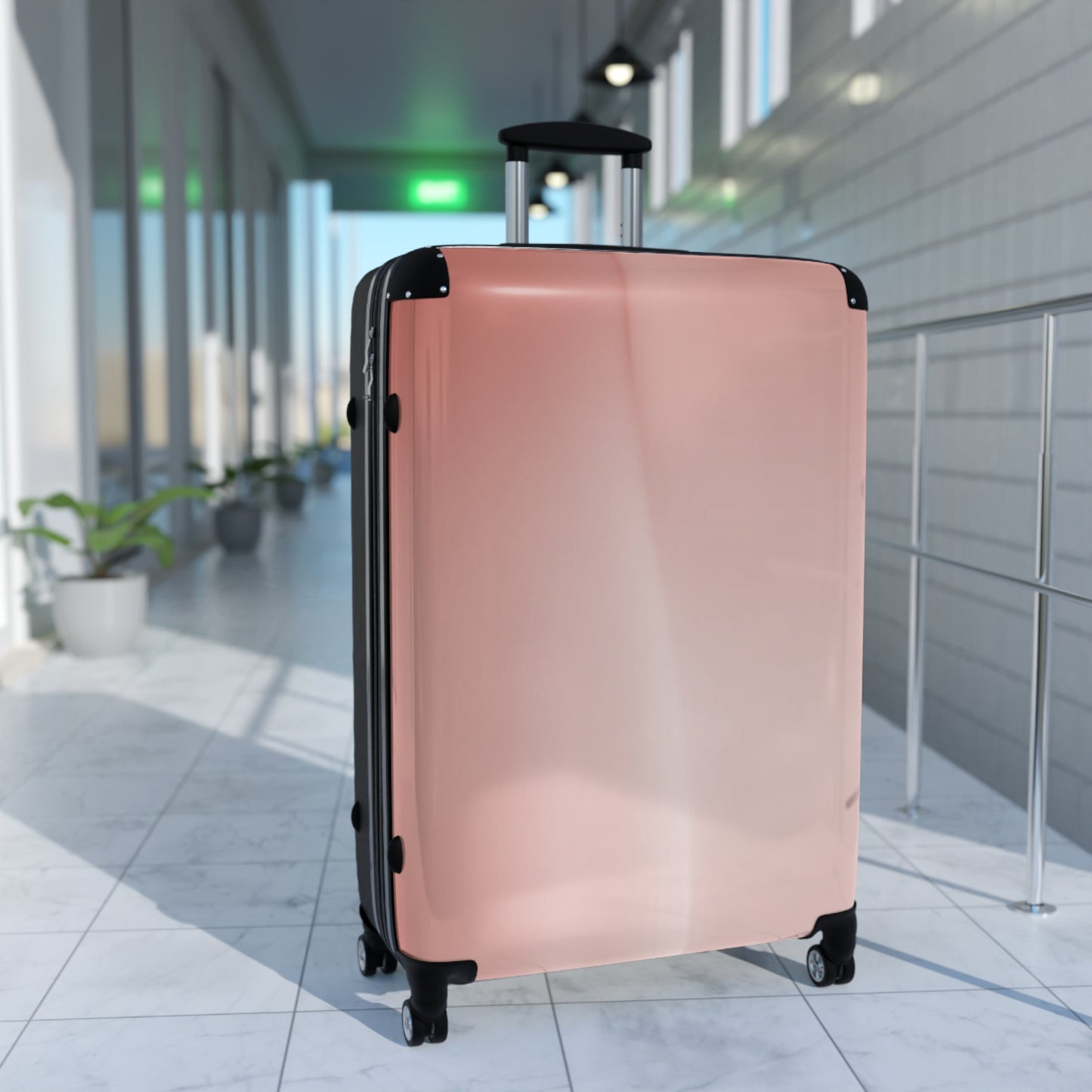 Rose Red Fade Large Suitcase with built in lock, 4 double-wheels, telescopic handle, and ABS back hard-shell