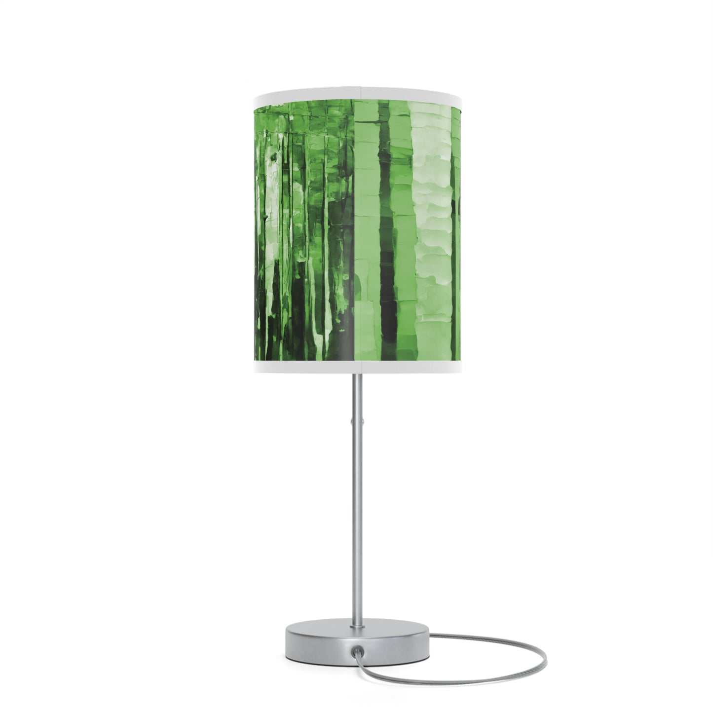 Striped Mint Pastel Table Lamp on a White or Silver Stand, US|CA plug