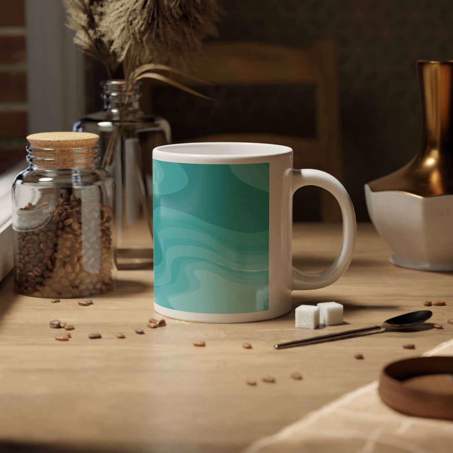Tif Green Wavey 20 oz White Glossy Jumbo Mug