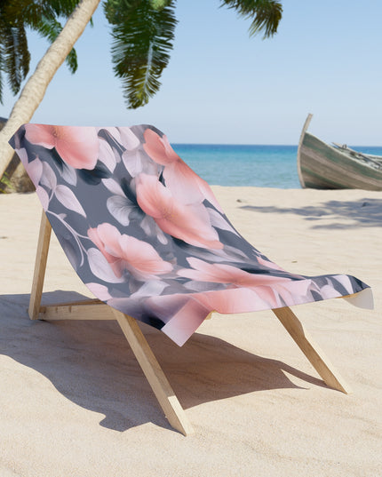 Peach and Blue Gray Floral Bunch 30" x 60" Beach Towel