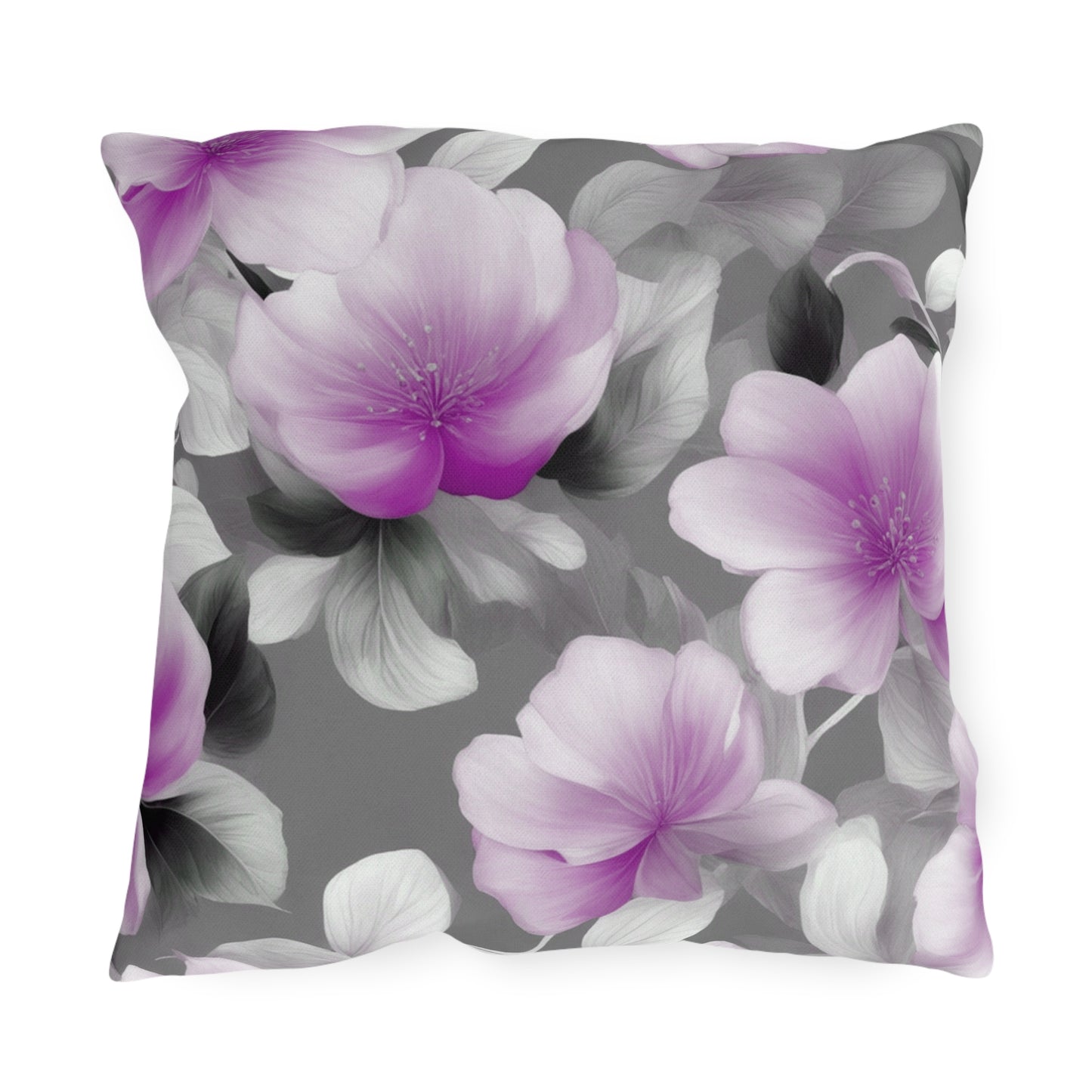 Purple Blossom Floral Bunch 18" x 18" Outdoor Pillow