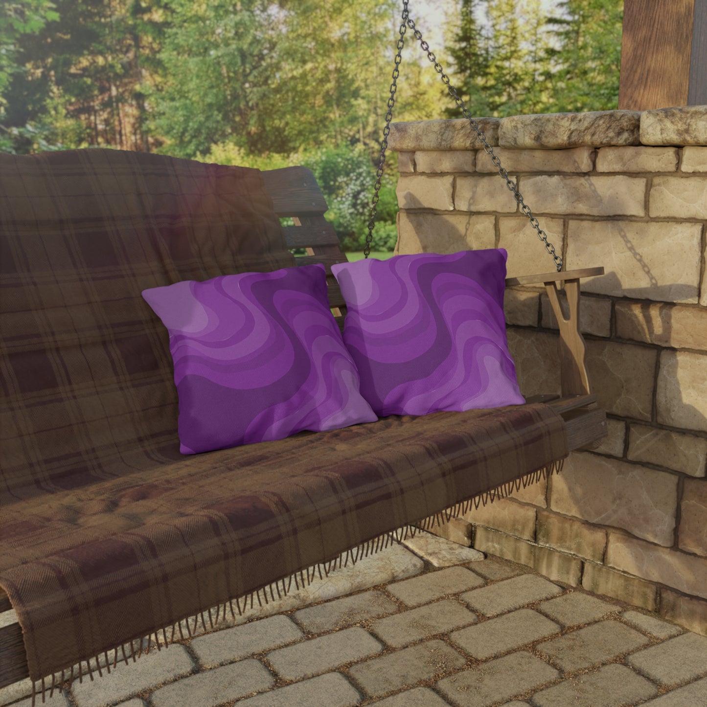 Wavey Purple Wavey 16" x 16" Outdoor Pillow