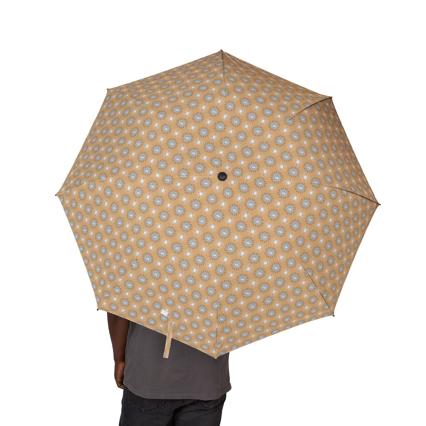 Tan Sunset Star-crossed Bodies Foldable Umbrella - Compact & Chic