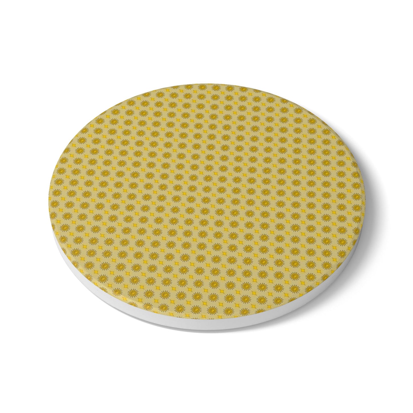 Lemongrass Star-crossed Bodies Round Ceramic Coaster, 4" x 4"