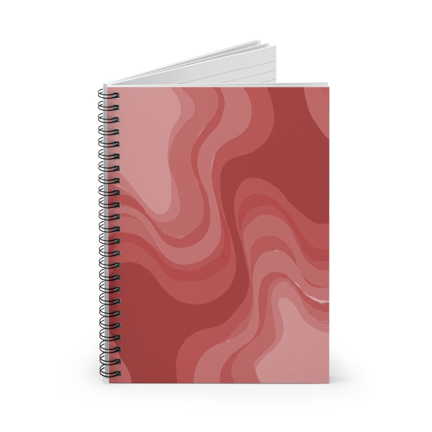 Power Red Wavey Spiral Notebook - Ruled Line, 6" x 8", 118 pages