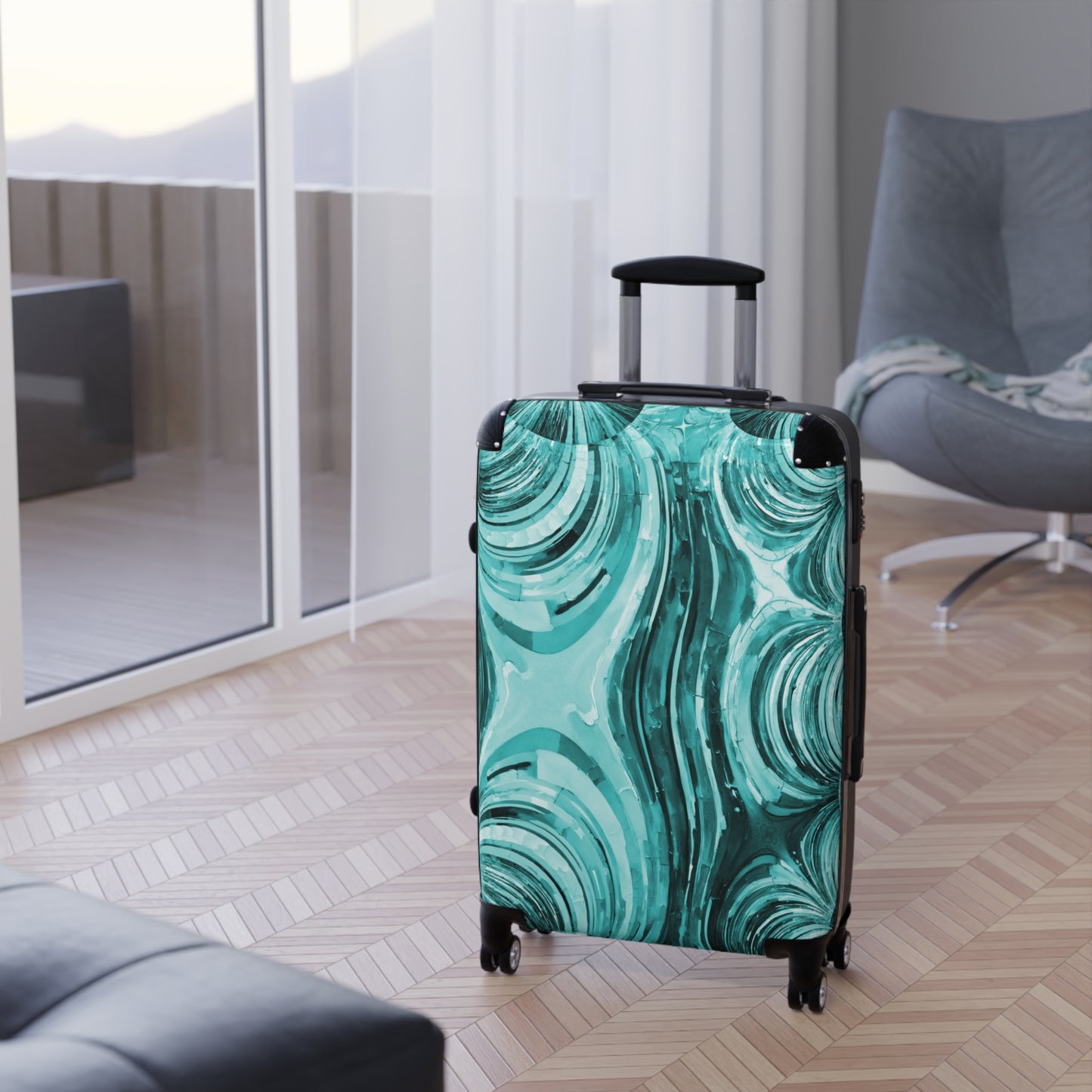 Uzi Spiral Tif Medium Suitcase with built in lock, 4 double-wheels, telescopic handle, and ABS back hard-shell