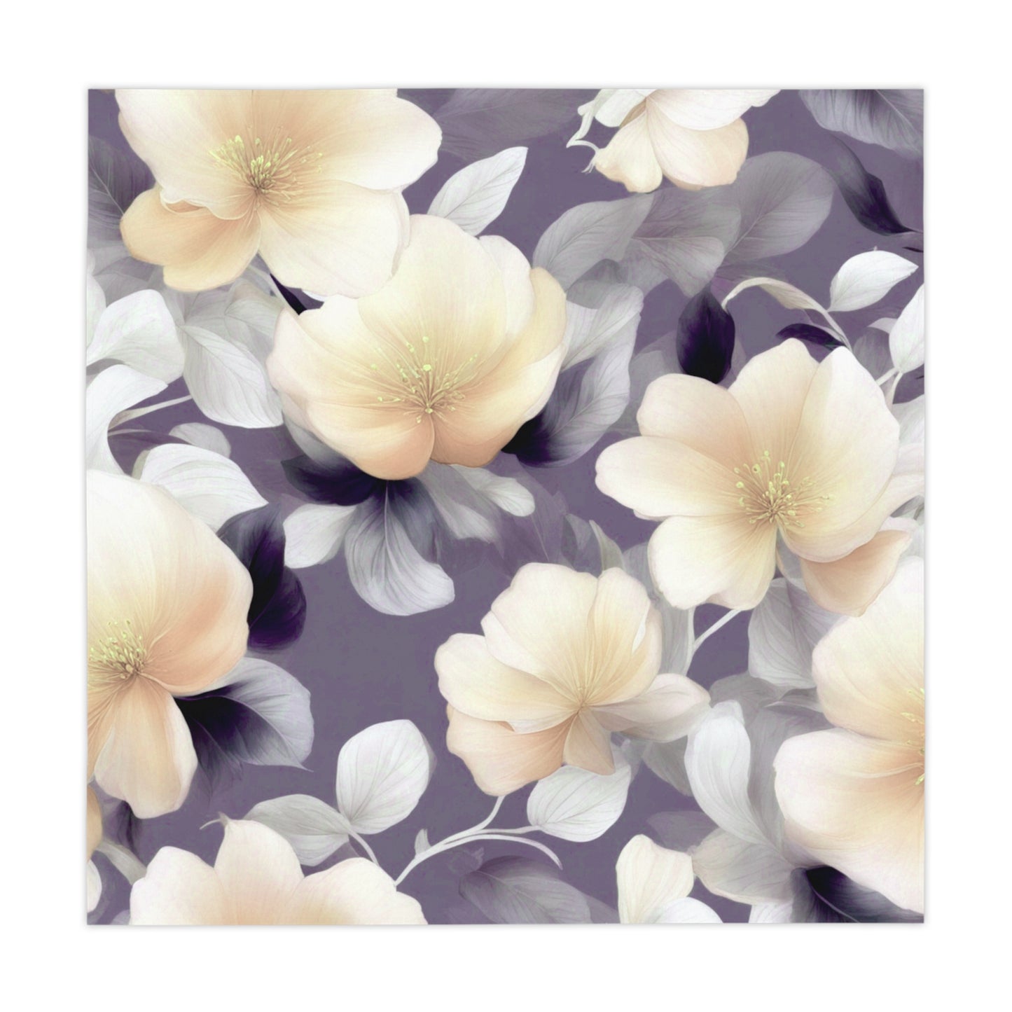 White Blush Floral Bunch Tablecloth, 55" x 55"