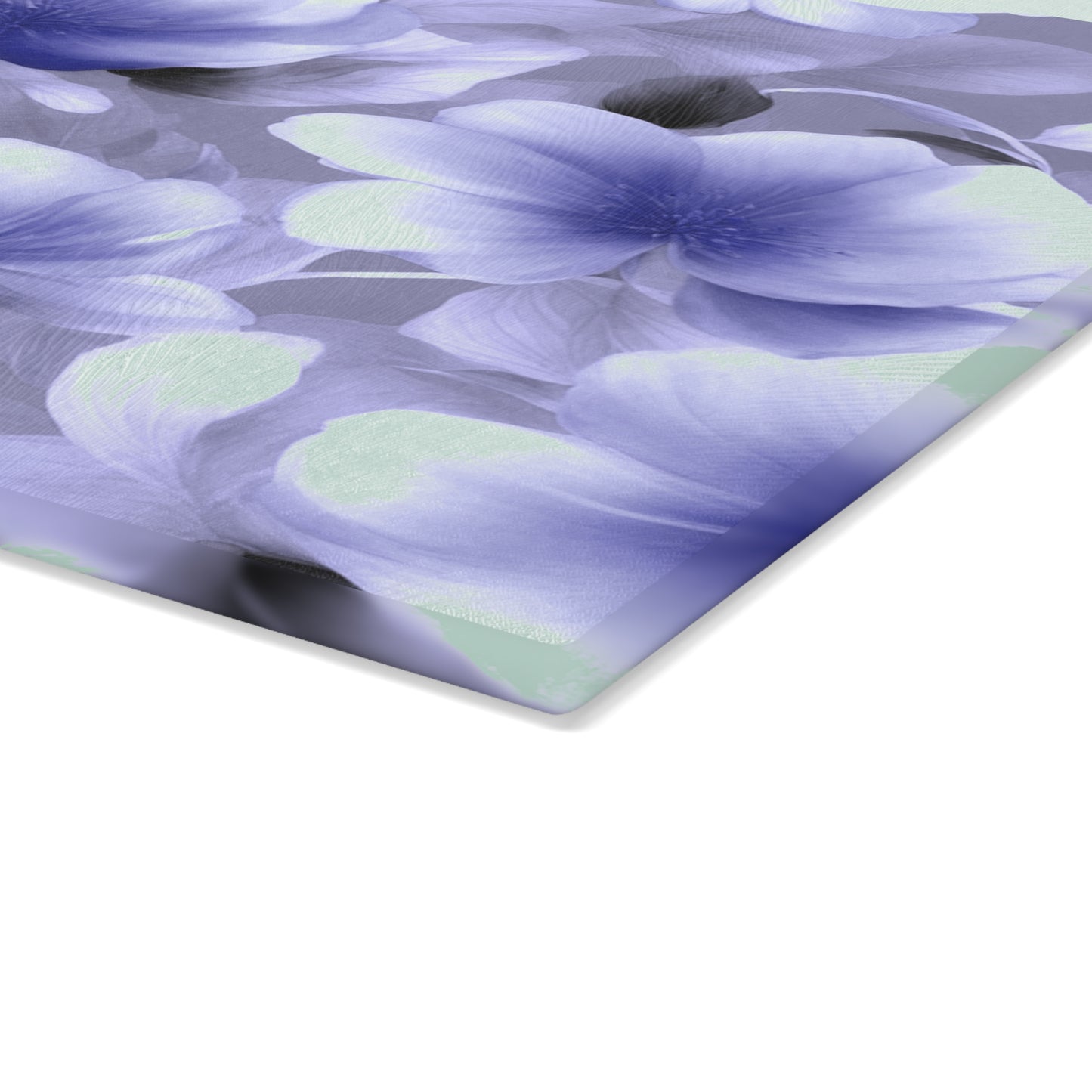 Indigo Blossom Floral Bunch Glass Cutting Board, 11" x 15"