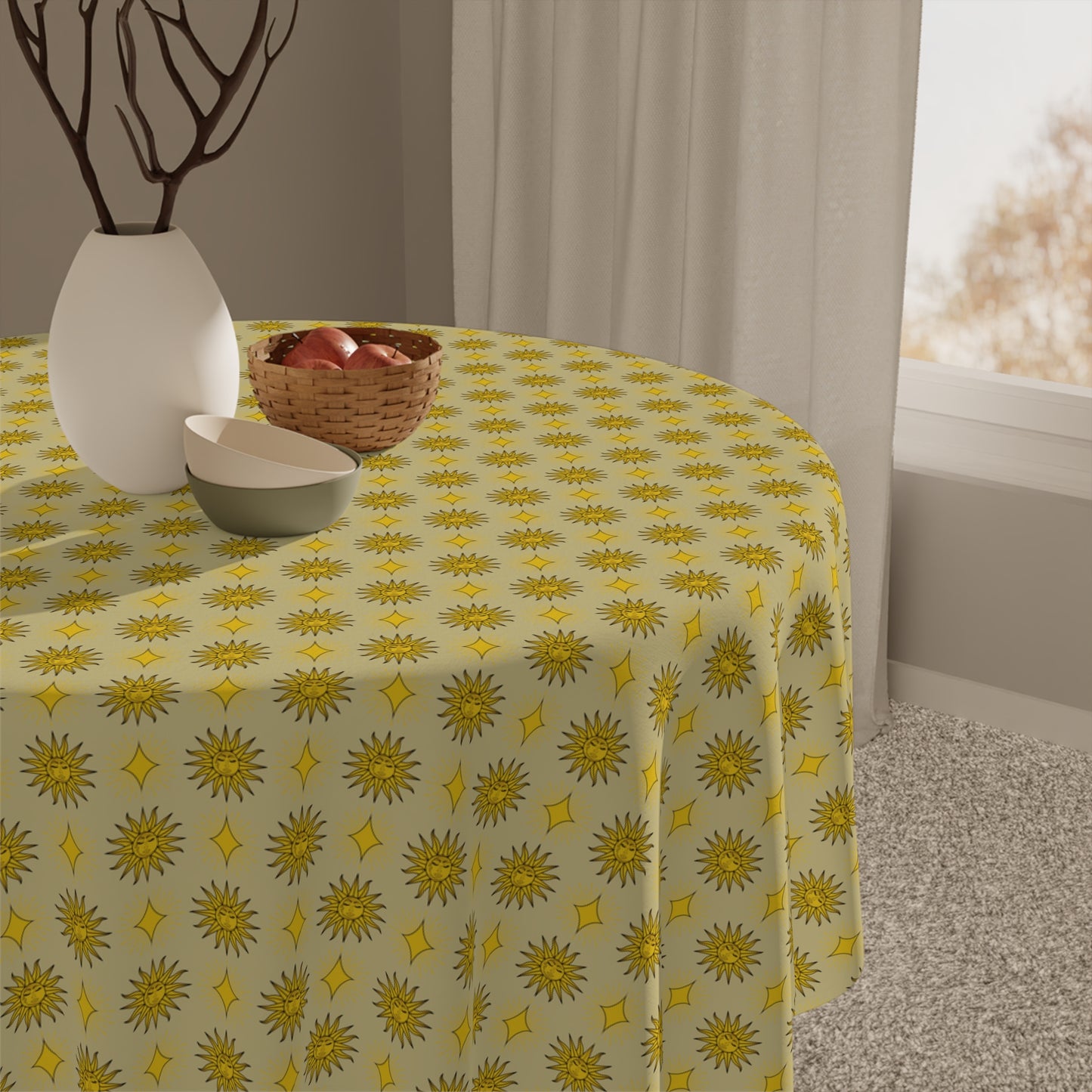 Lemongrass Star-crossed Bodies Tablecloth, 55" x 55"
