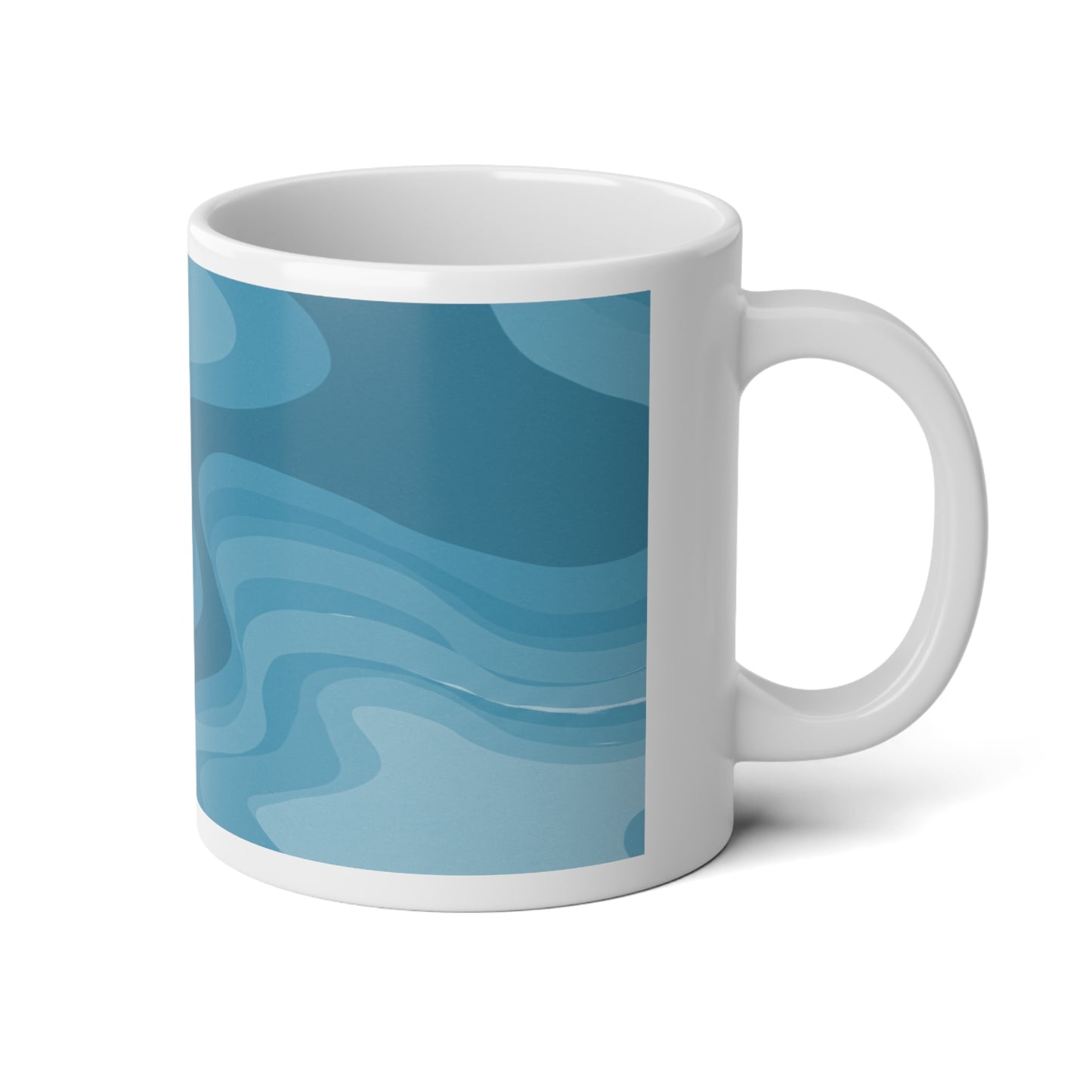 Sky Blue Wavey 20 oz White Glossy Jumbo Mug