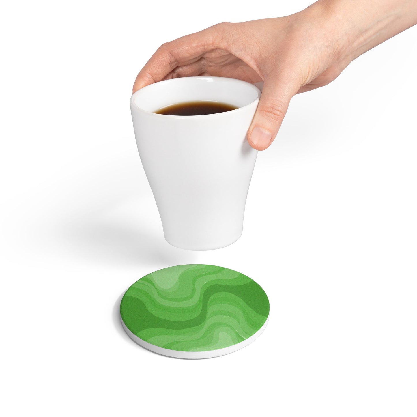 Greenie Meanie Wavey 4" x 4" Round Ceramic Coaster
