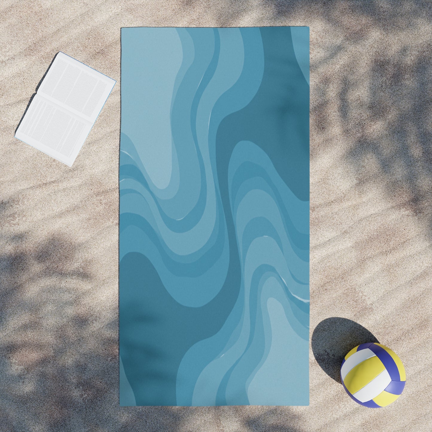 Sky Blue Wavey Beach Towel, 30" x 60"