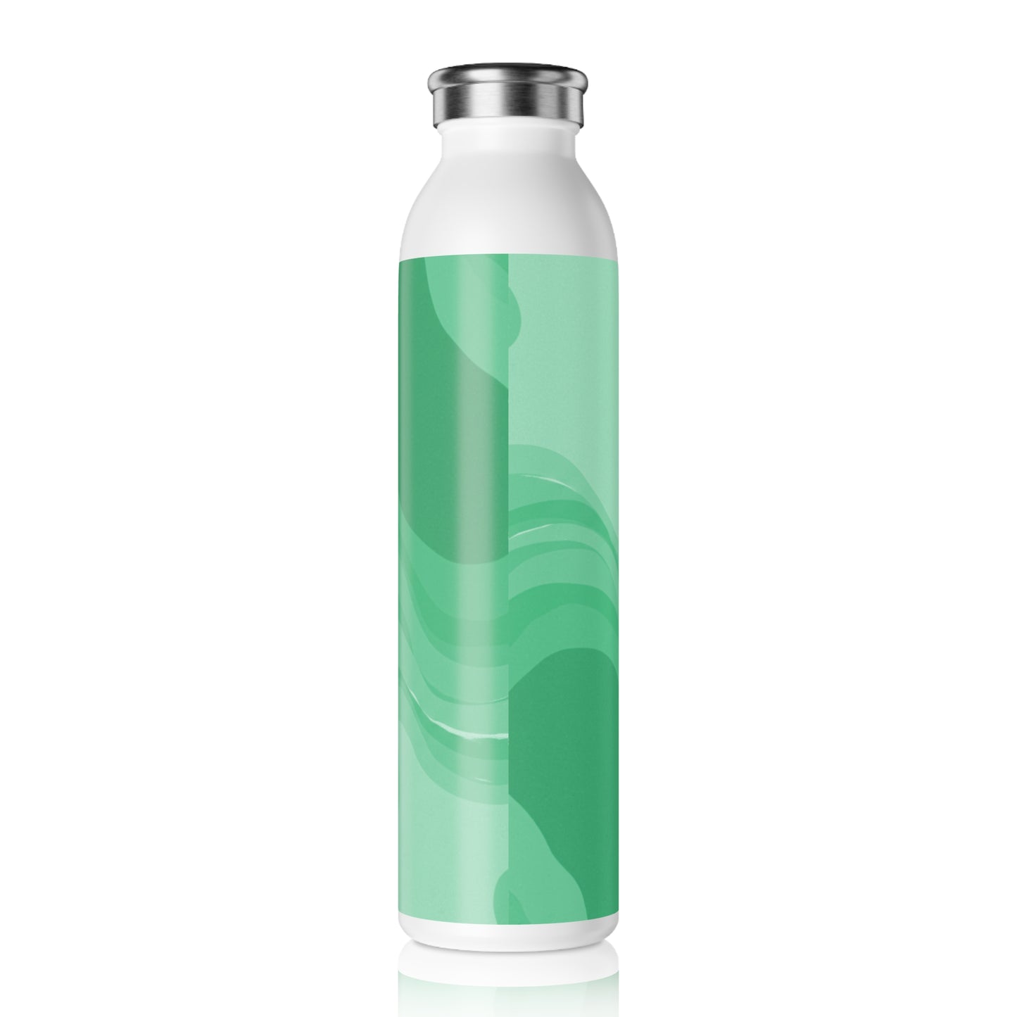 Mint Green Wavey Slim Water Bottle, 20 oz White