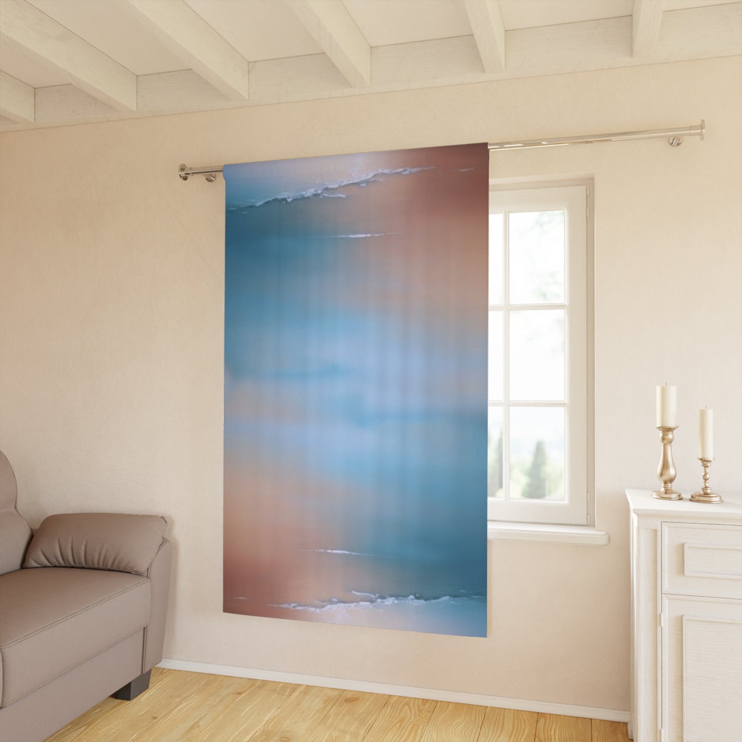Blue Sea Peach Fog Window Curtain, 50" x 84", blackout
