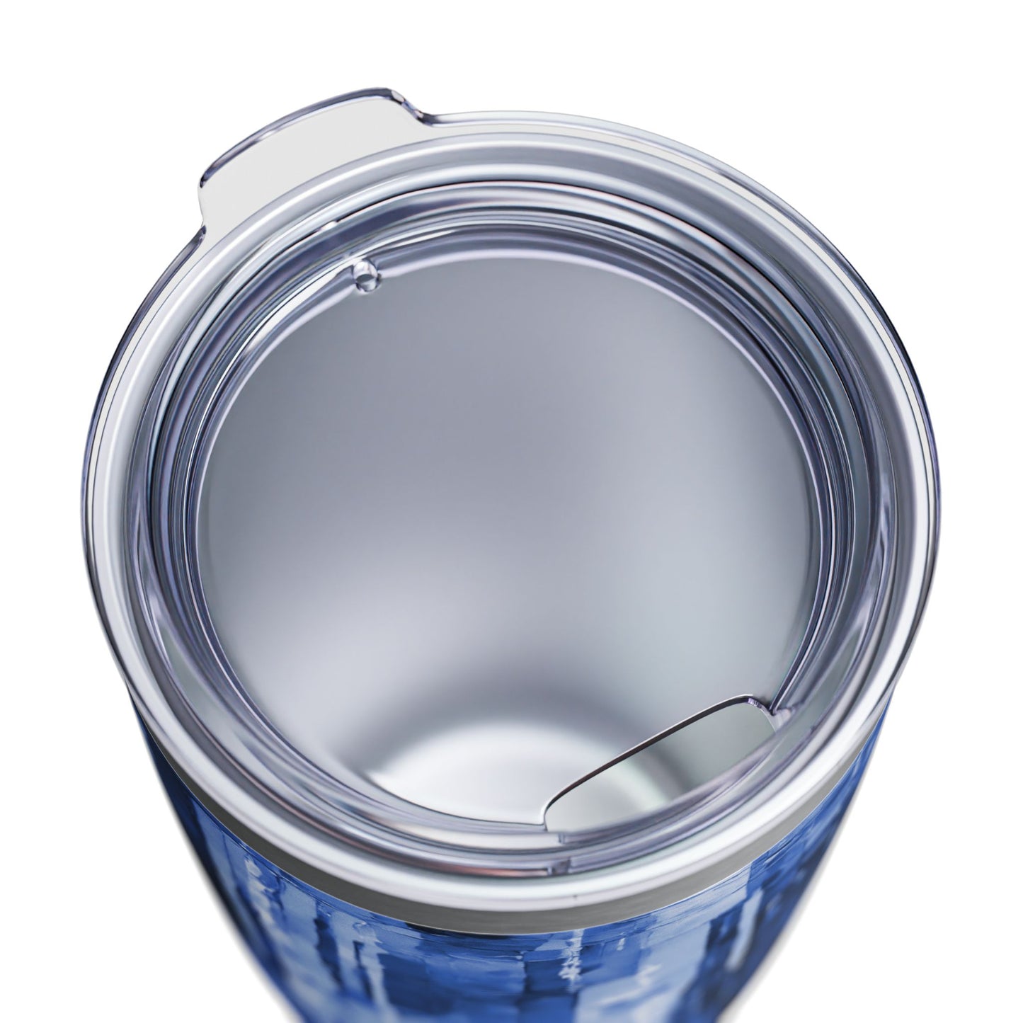 Striped Deep Blue Ringneck Tumbler, 20oz in white, steel and black