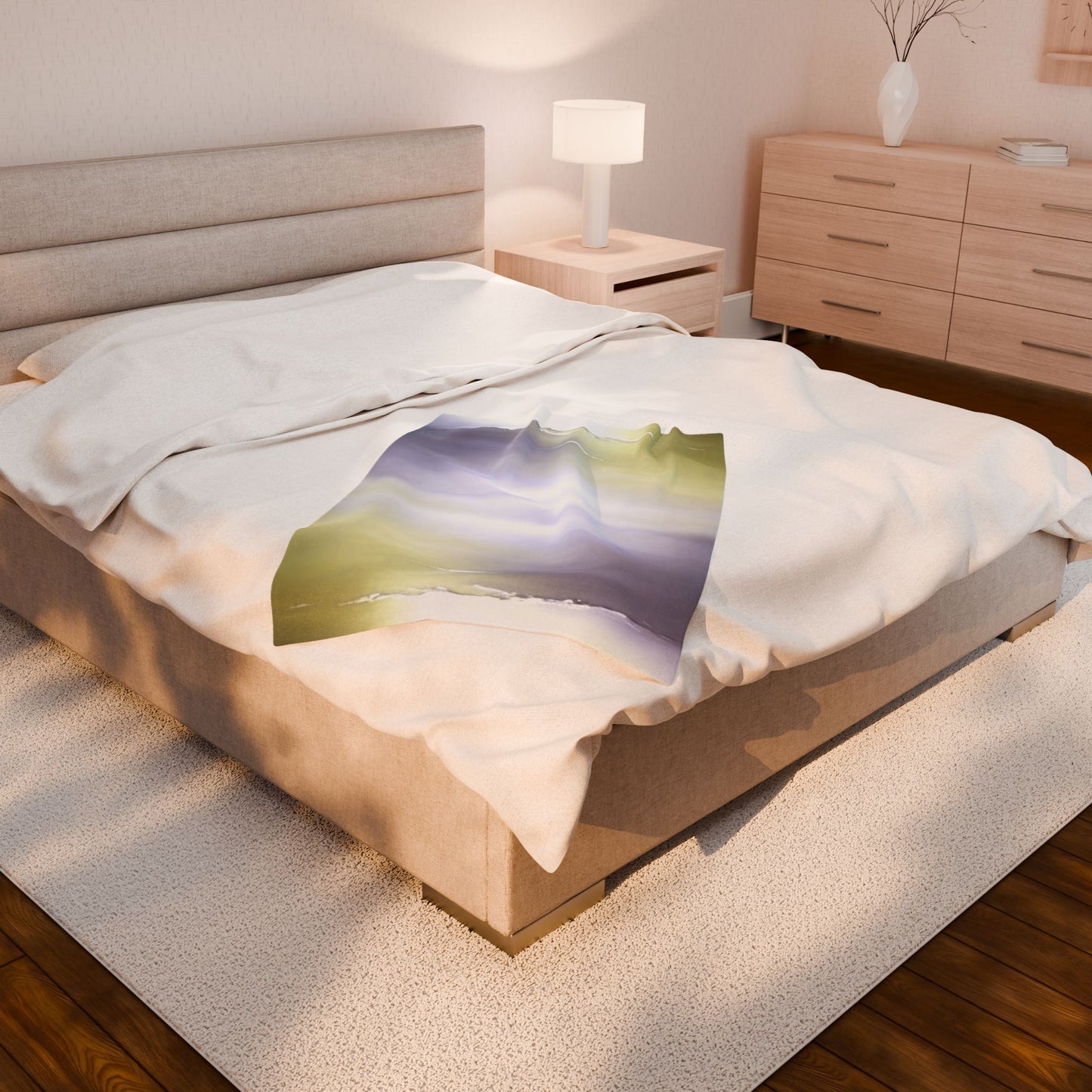 Lavender Sea Golden Fog Velveteen Plush Blanket, 30" x 40"