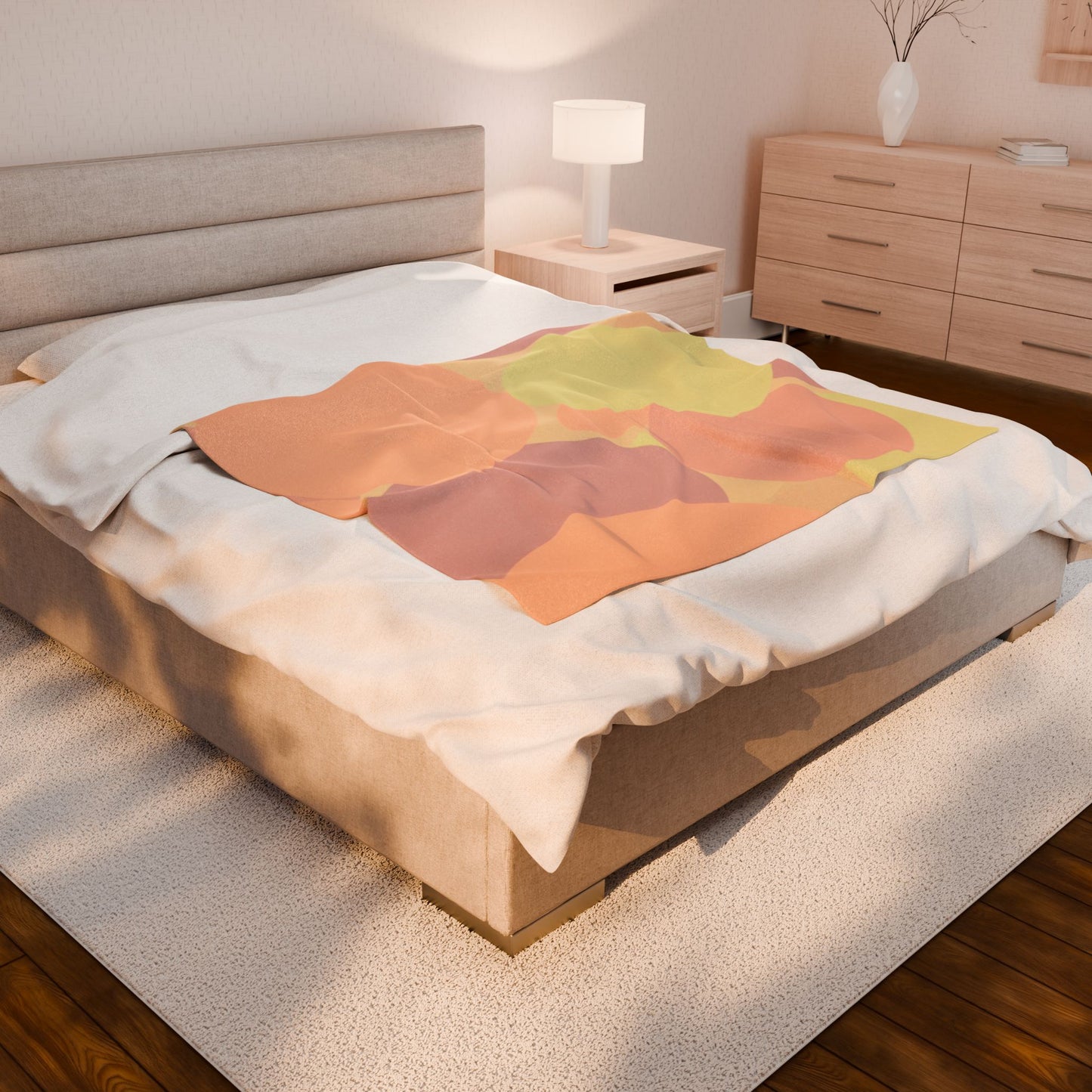 Pastel Hot Peach Patches Velveteen Plush Blanket, 50" x 60"