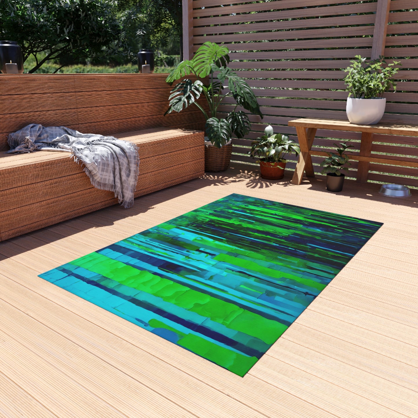 Striped Blue Green 48" x 72" Outdoor Rug