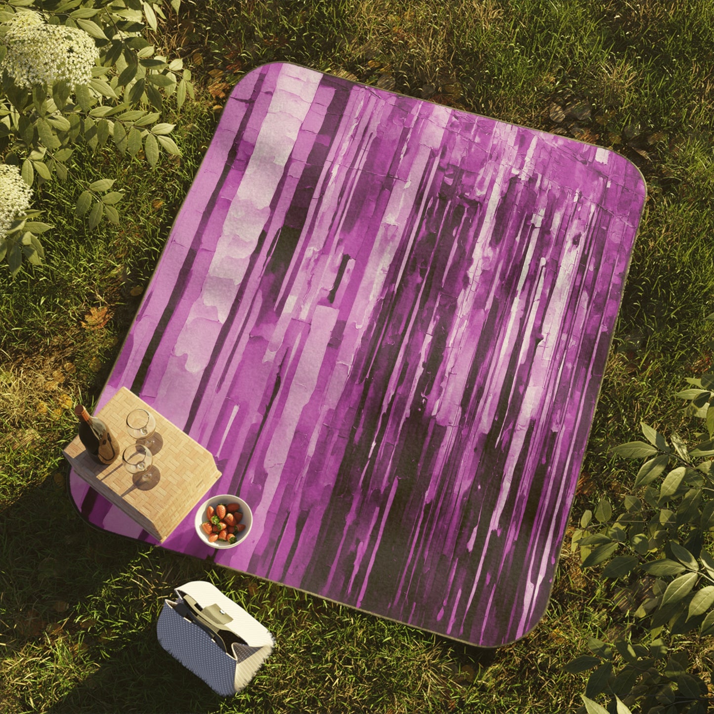 Striped Powder Lavender 61" × 51" Picnic Blanket
