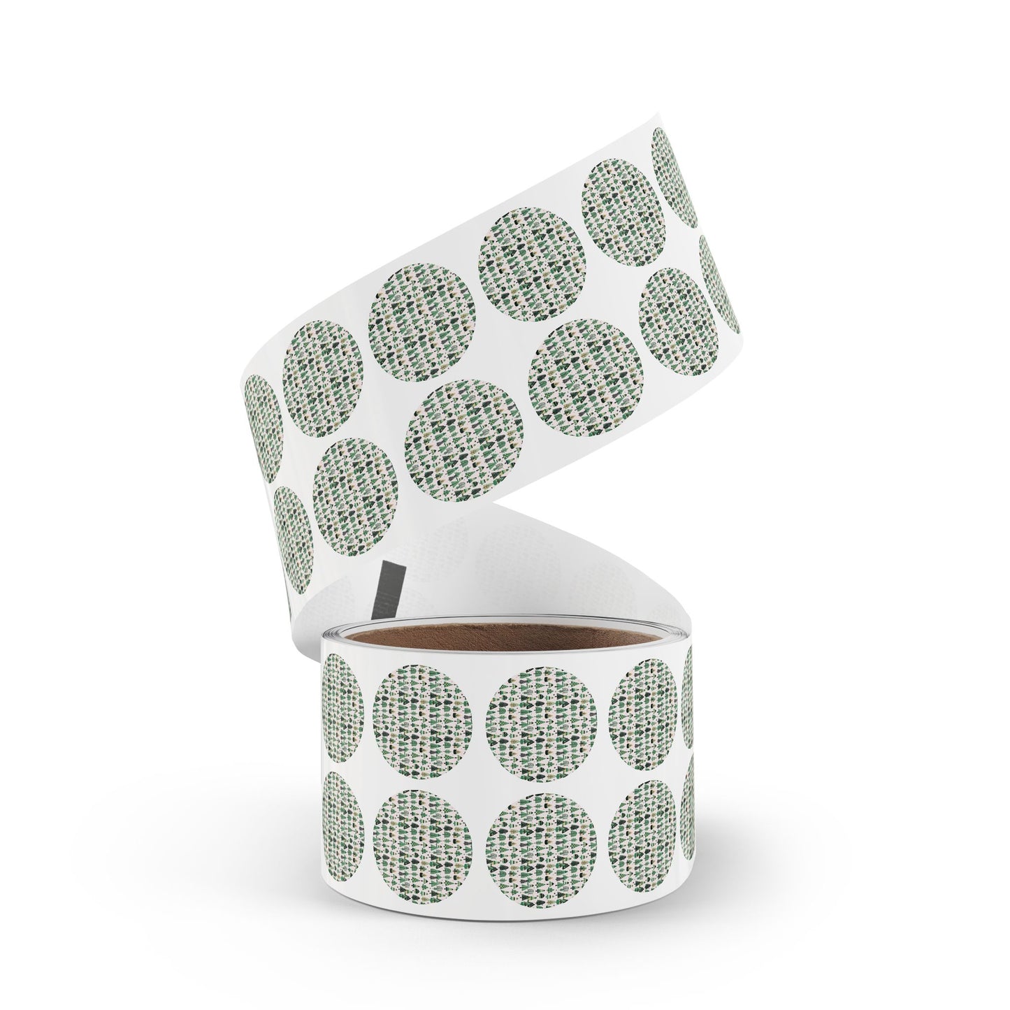 Mini Green Trees Round Sticker Label Rolls, 1" x 1"
