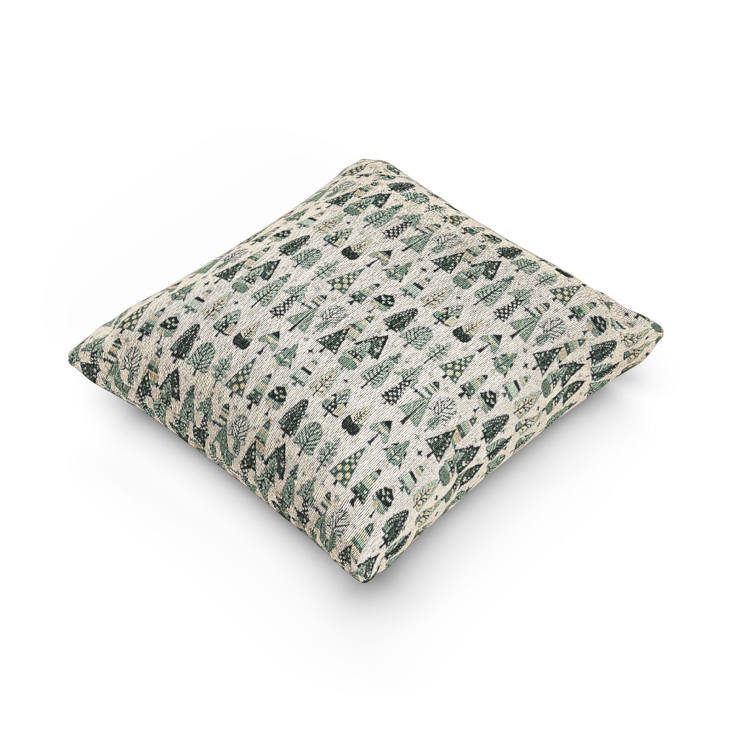 Mini Vintage Green Trees Woven Pillow, 17" x 18"