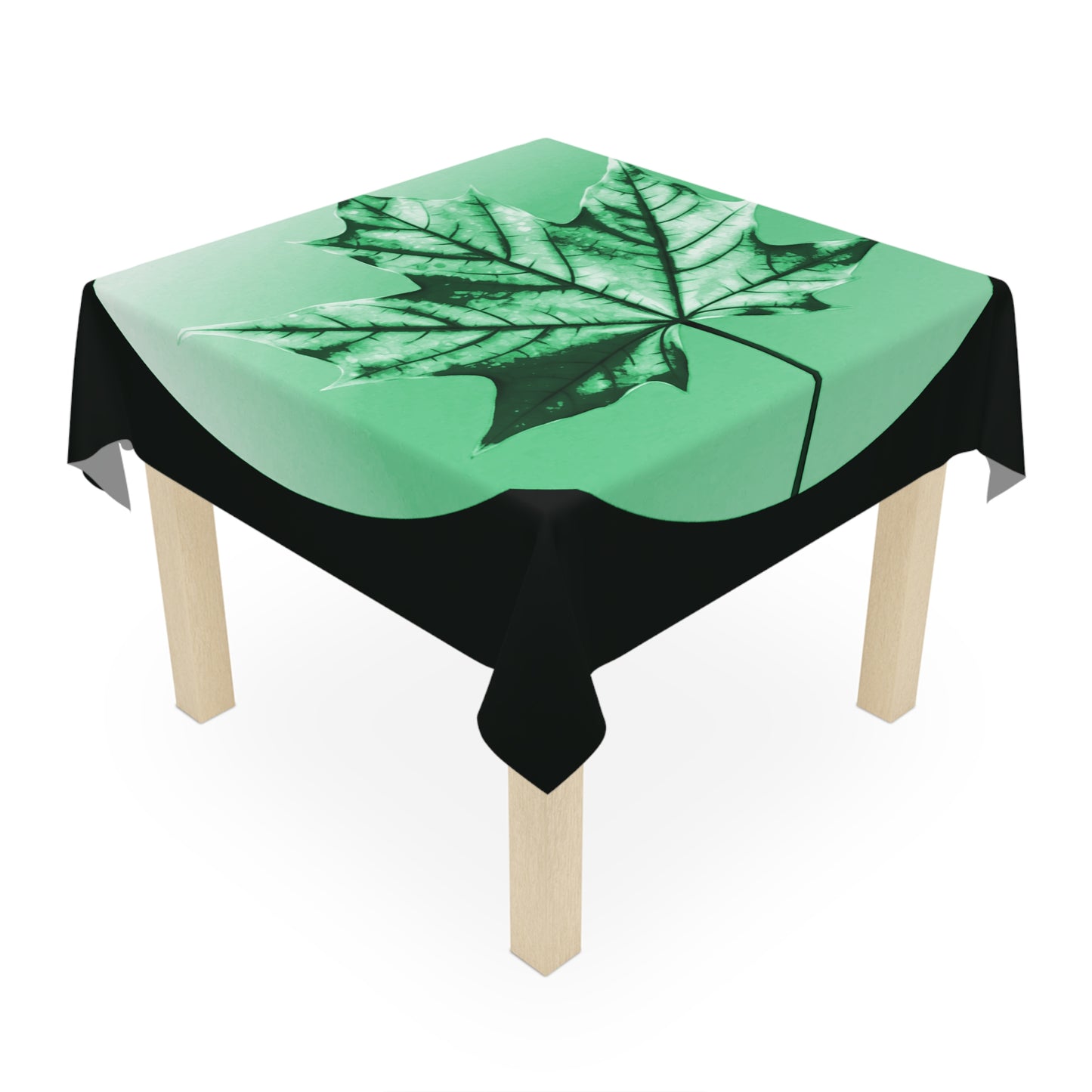Mint Green Maple Leaf Tablecloth, 55" x 55"