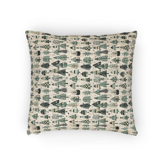 Mini Vintage Green Trees Woven Pillow, 17" x 18"