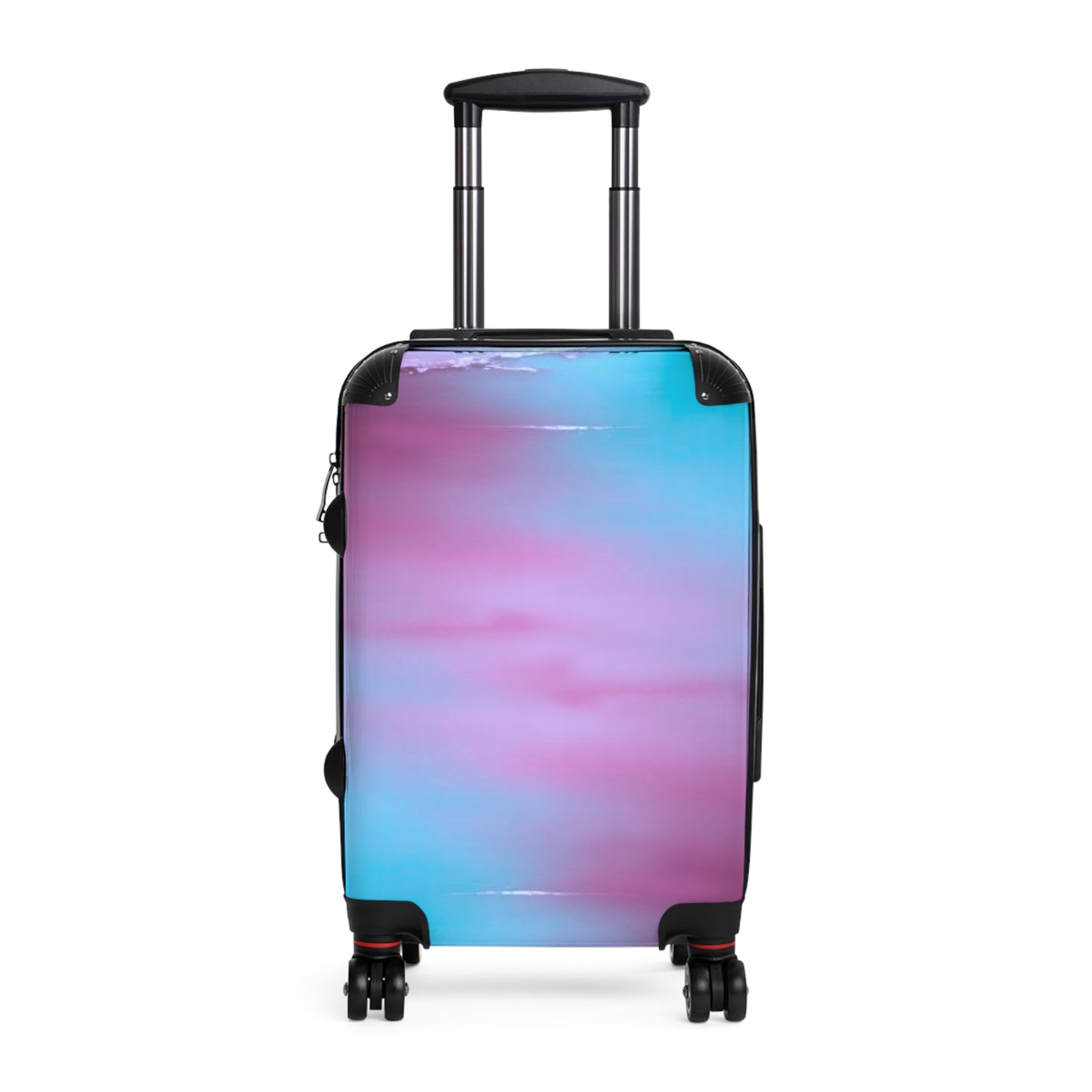 Wine Sea Blue Fog Small Suitcase with built in lock, 4 double-wheels, telescopic handle, and ABS back hard-shell