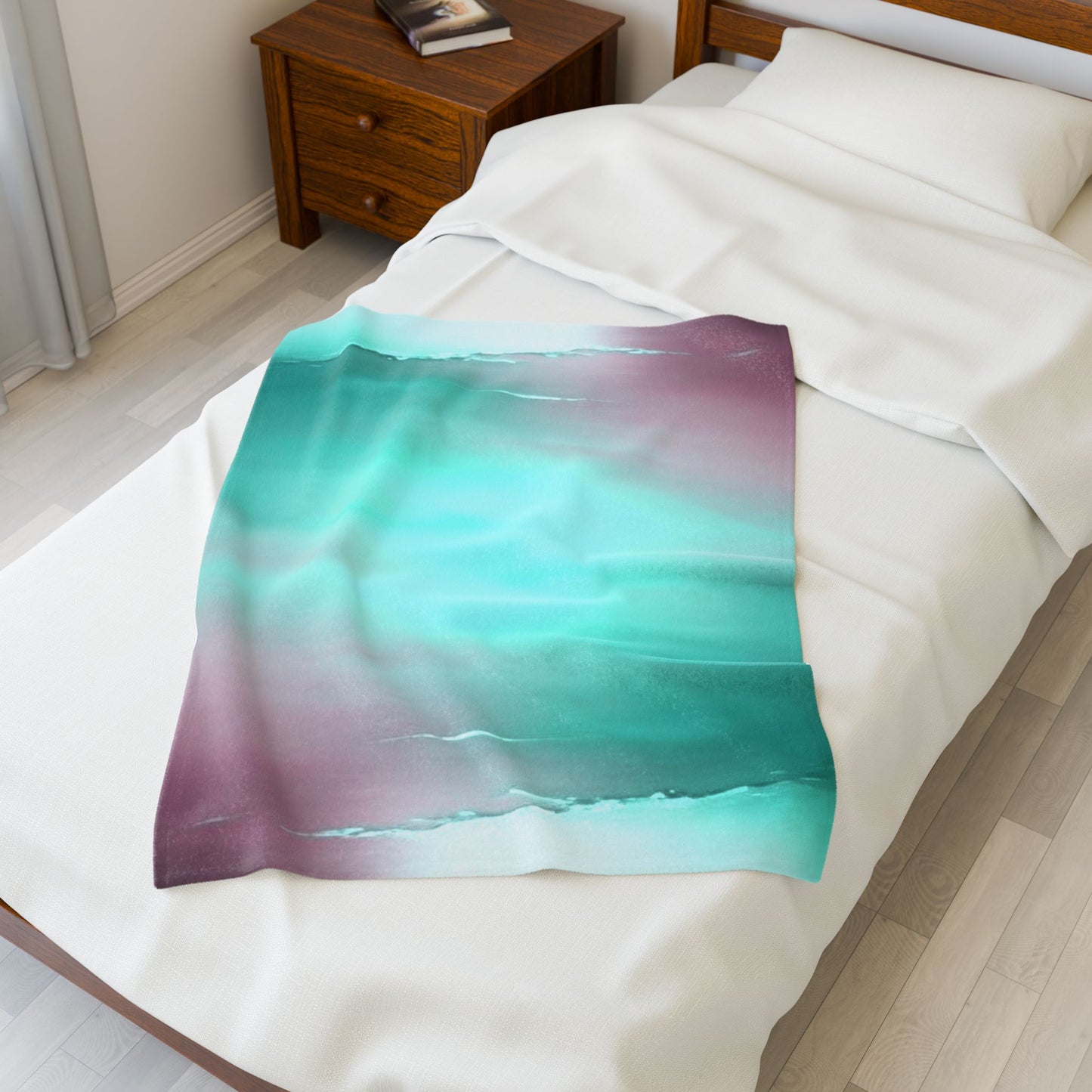 Green Sea Lavender Fog Velveteen Plush Blanket, 30" x 40"